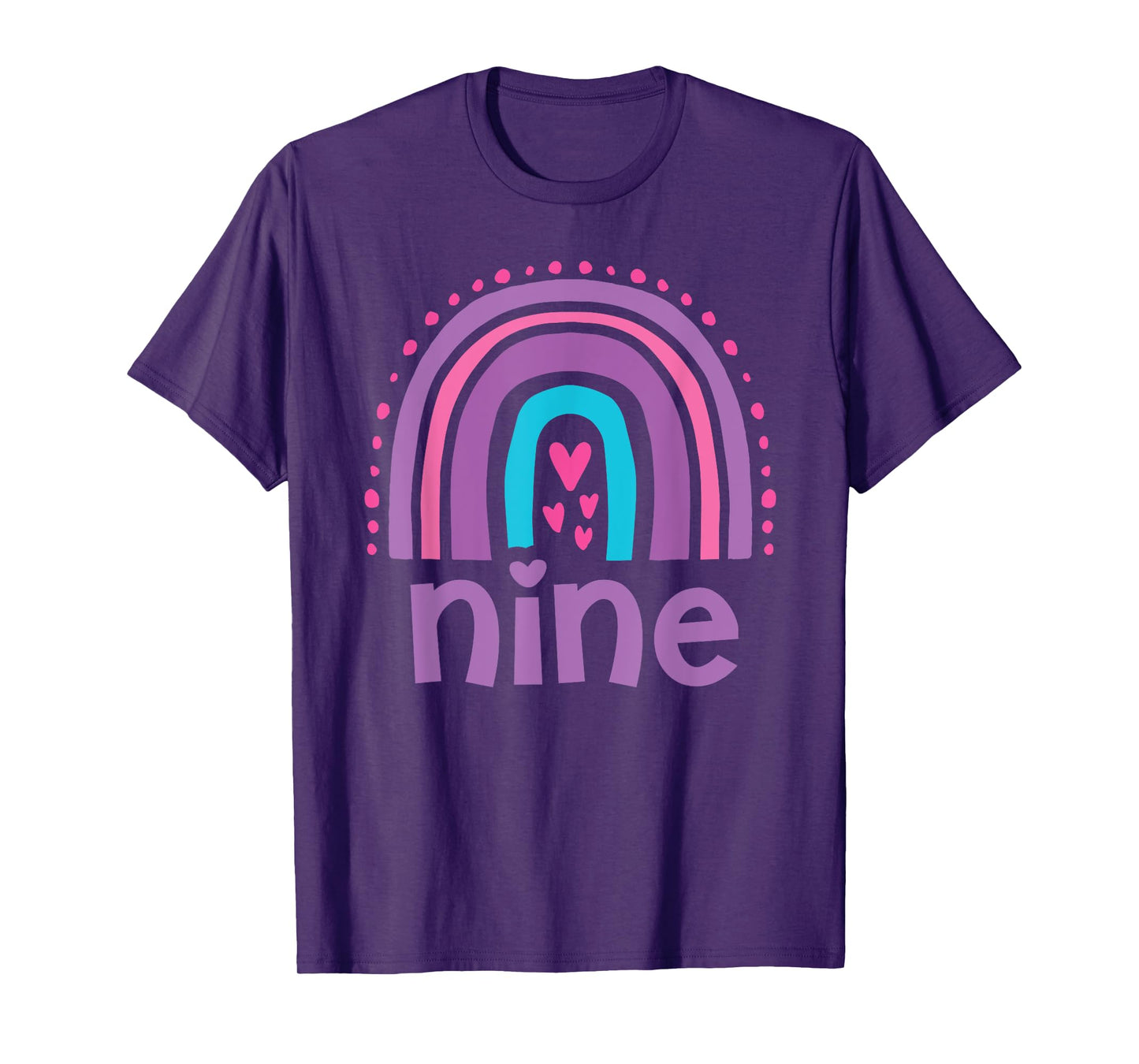 Girl's 9th Birthday Boho Rainbow Nine 9 Years Old Colorful T-Shirt