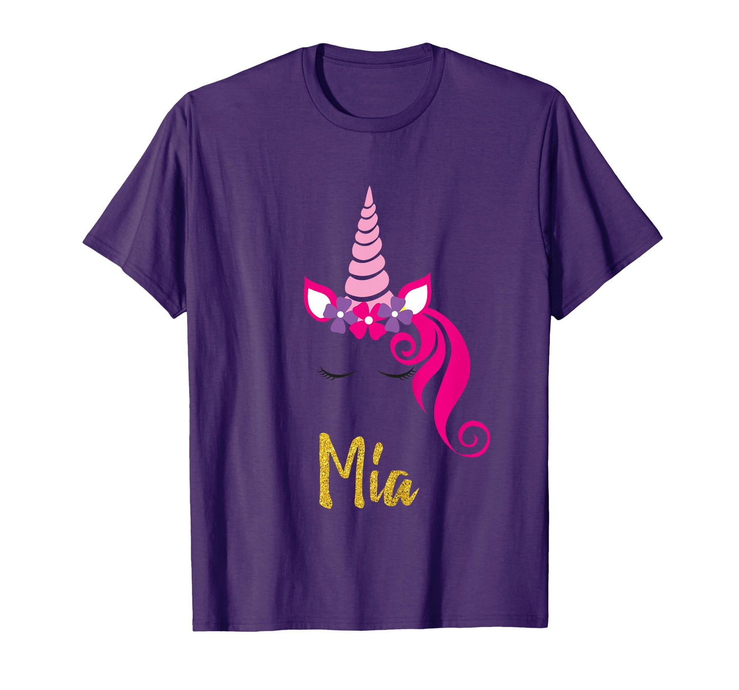 Kids Mia Unicorn Shirt Girls Personalized Name Mia Gift T-Shirt