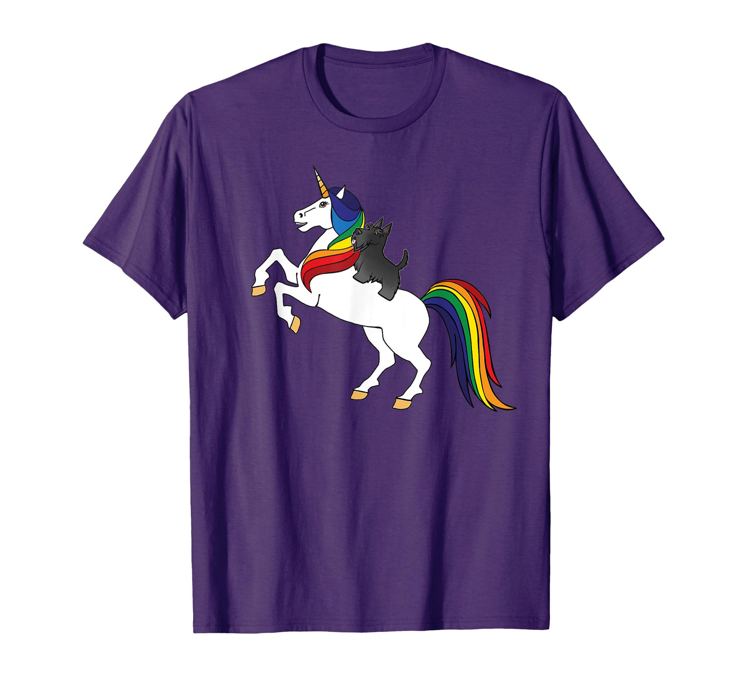 Cute Kid Girls Womens Rainbow Unicorn Scottish Terrier Lover T-Shirt