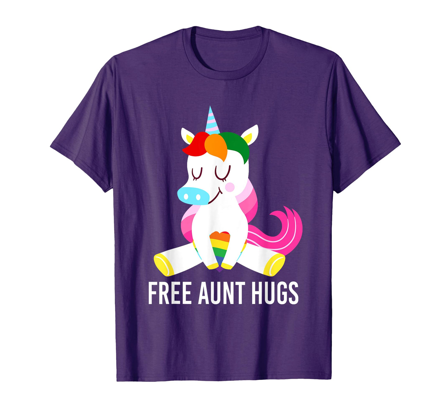 Free Aunt Hugs Unicorn Rainbow Flag LGBT Gay Pride Month T-Shirt