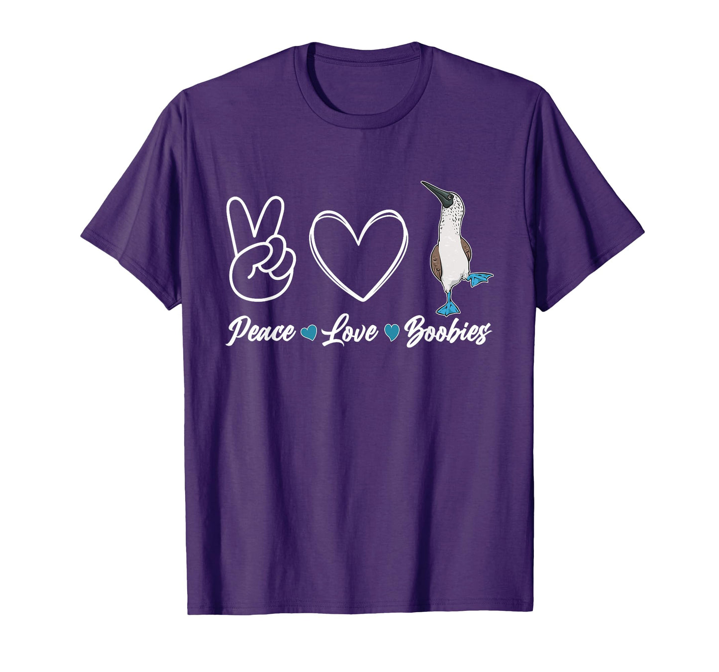 Blue-footed Booby Seabird Peace Love Boobies T-Shirt