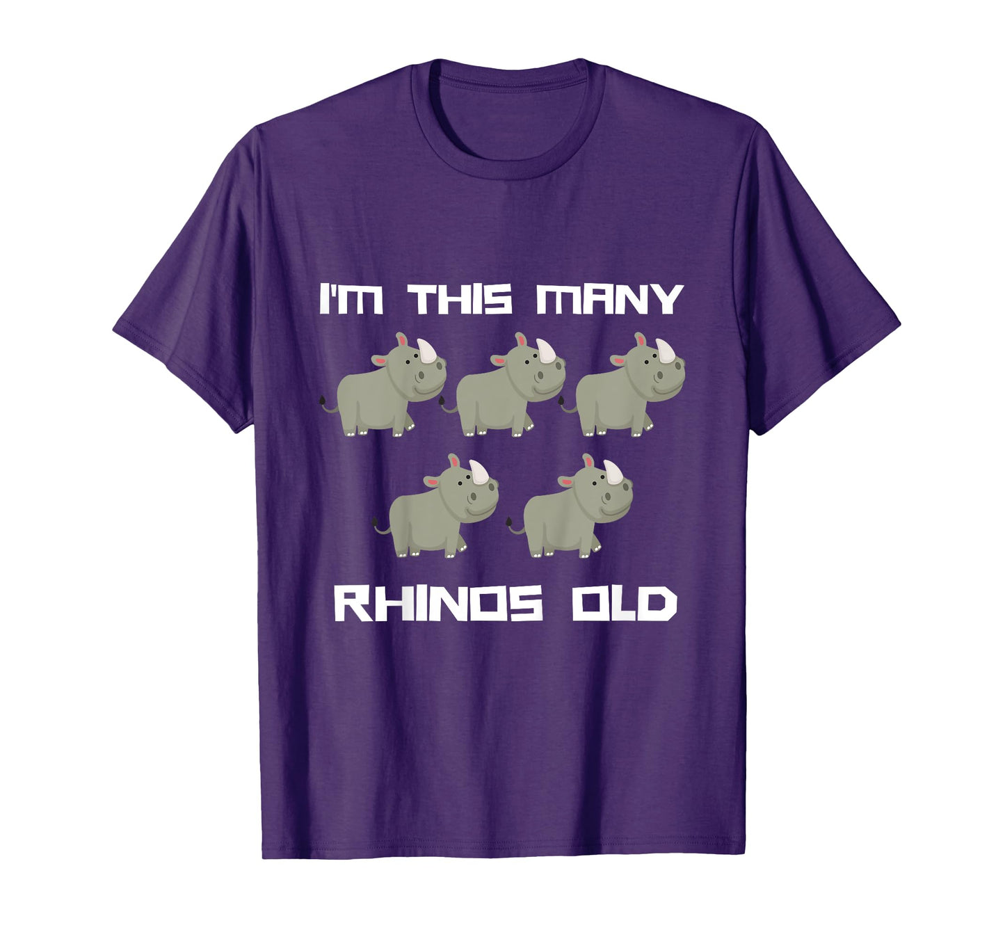 I'm This Many Rhinos Old - Rhino 5th Birthday 5 Years Old T-Shirt