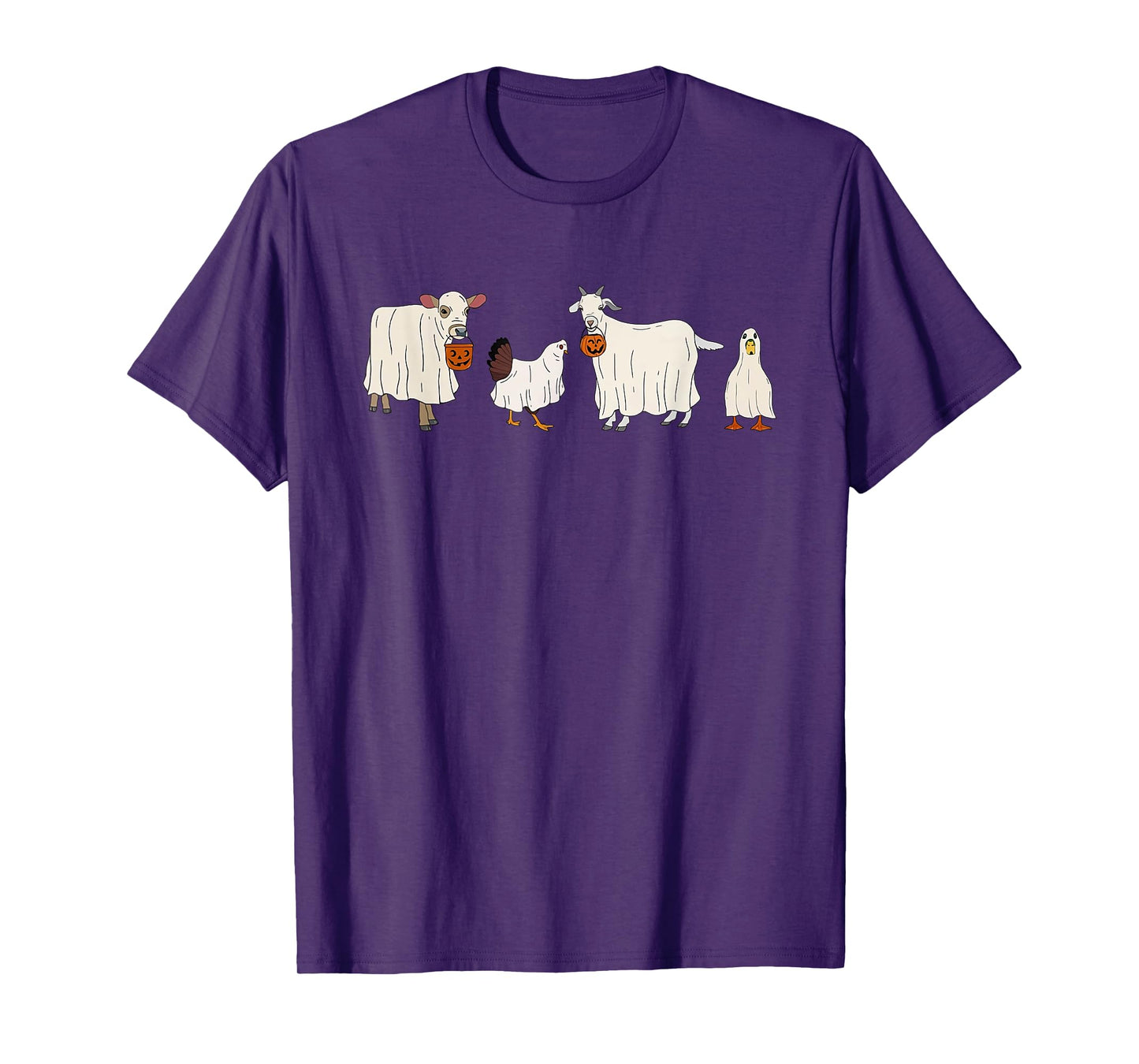 Funny Ghost Cow Halloween Farm Animals Pumpkin Spooky Season T-Shirt