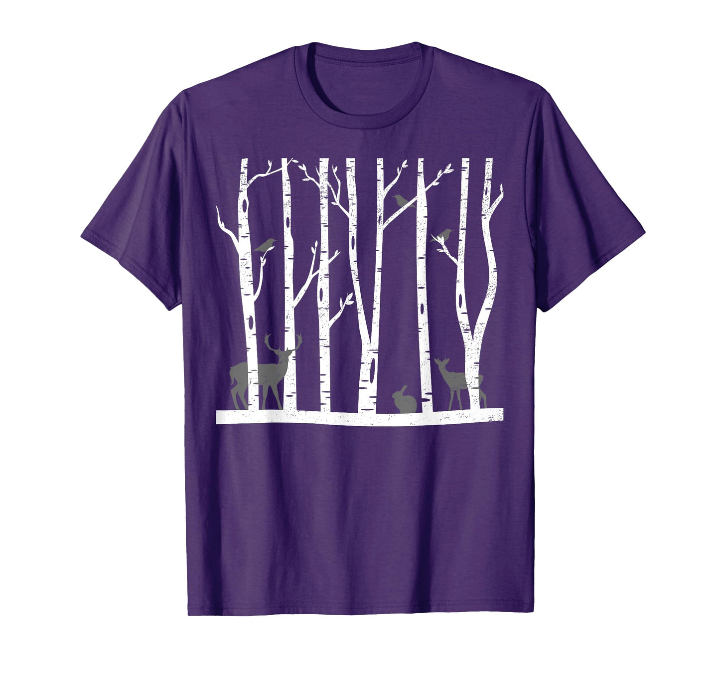 Snowy forest Paining Winter Trees Deer Nice Art Drawing T-Shirt