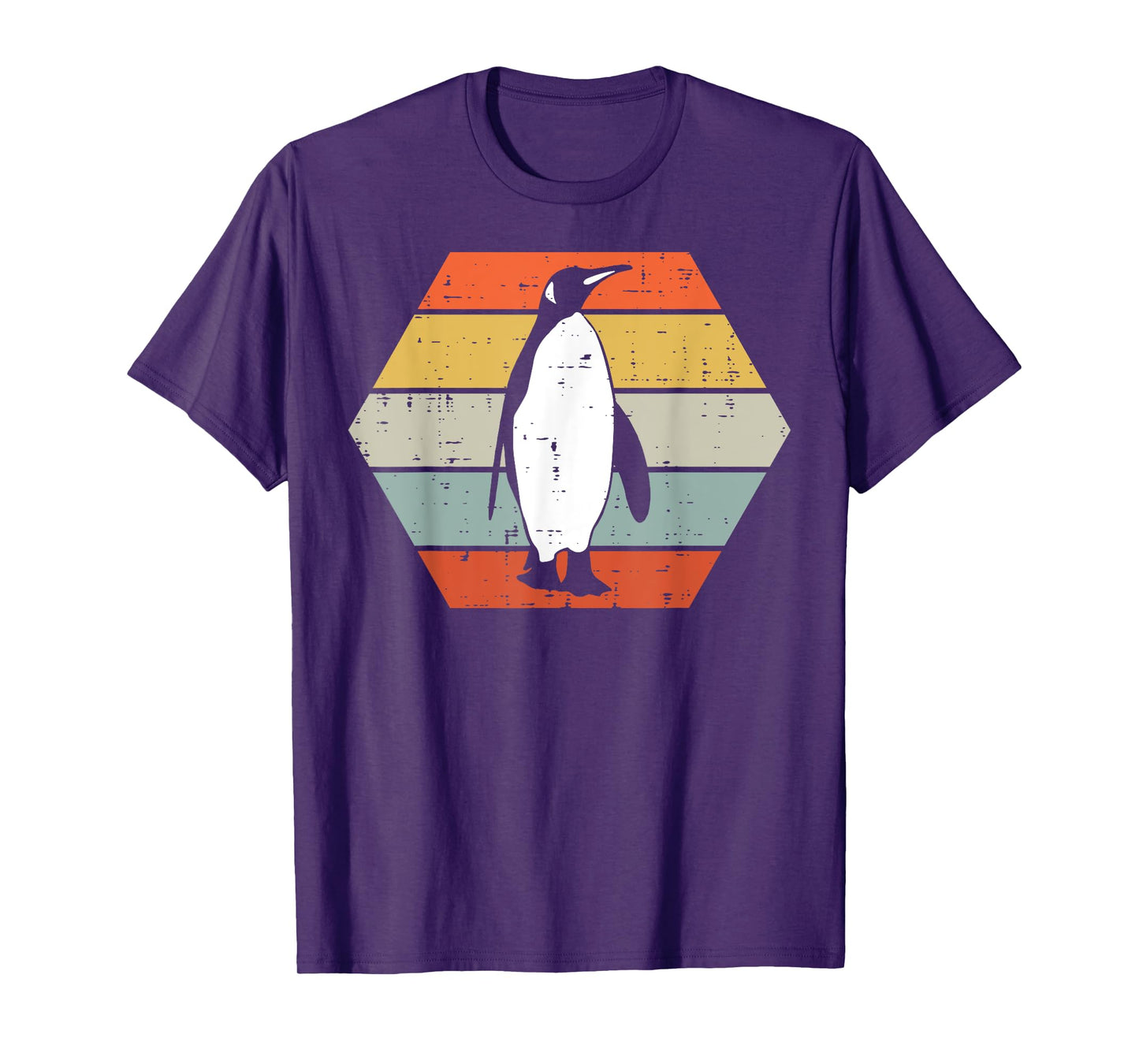 Penguin Sunset Hexagon Retro Animal Lover Women Men Kids T-Shirt