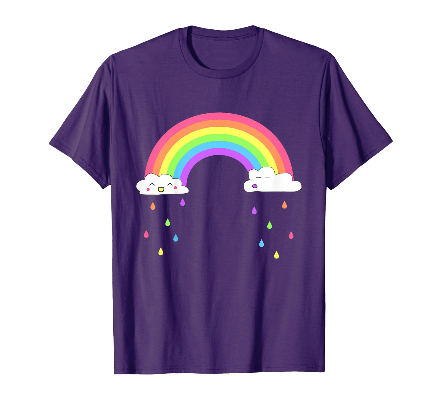 Kids Smiling Happy Rainbow Raining Clouds Cute T-Shirt for Girls T-Shirt