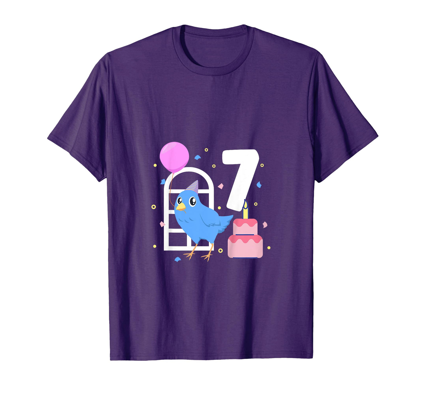 Kids I am 7 with bird - kids birthday 7 years old T-Shirt