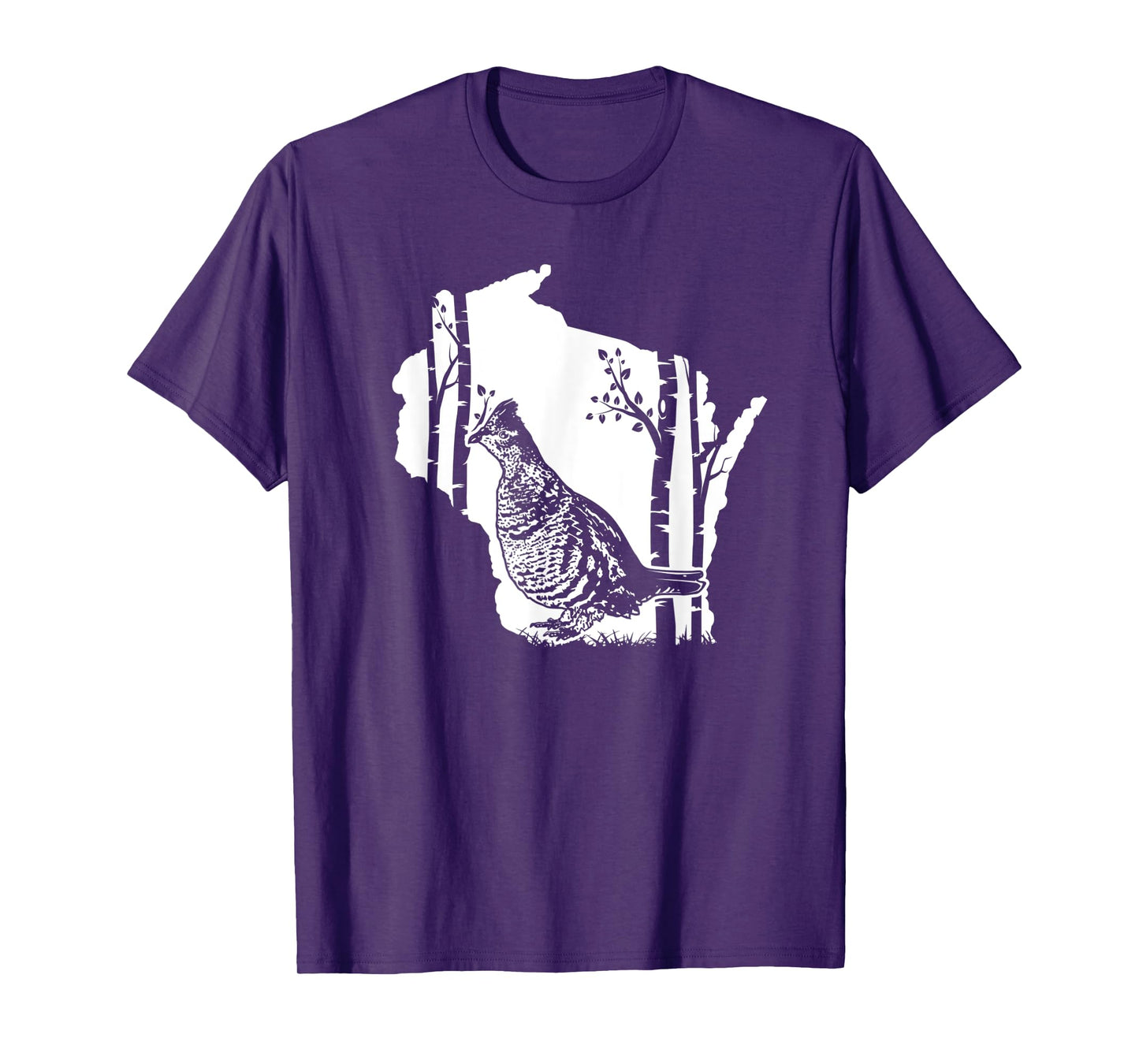 Hunting Partridge Grouse- Wisconsin map Bird Hunter T-Shirt