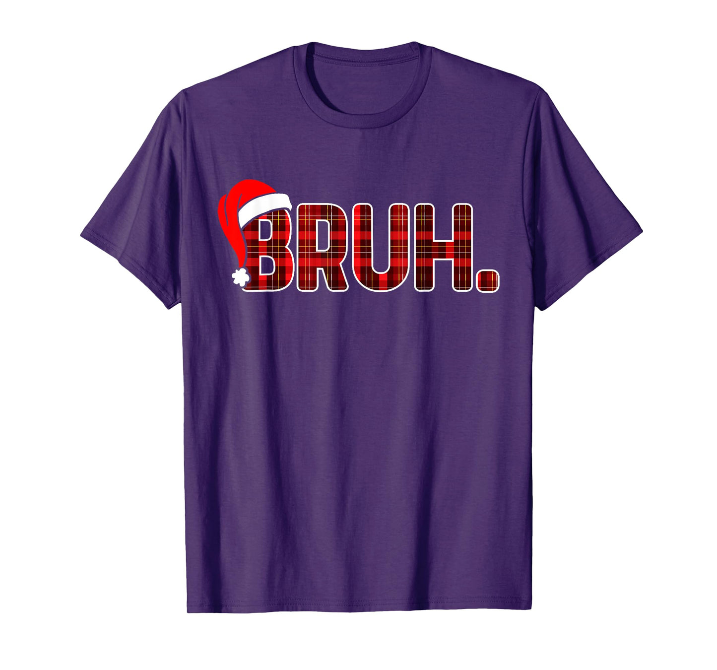 Bruh Funny Christmas Plaid Teens Boys Kids Xmas Pajamas T-Shirt