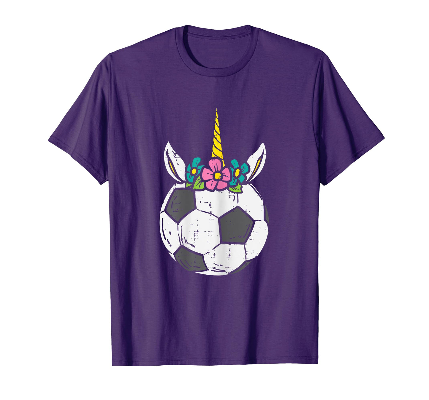 Unicorn Head Soccer Ball Cute Football Player Girls Women T-Shirt