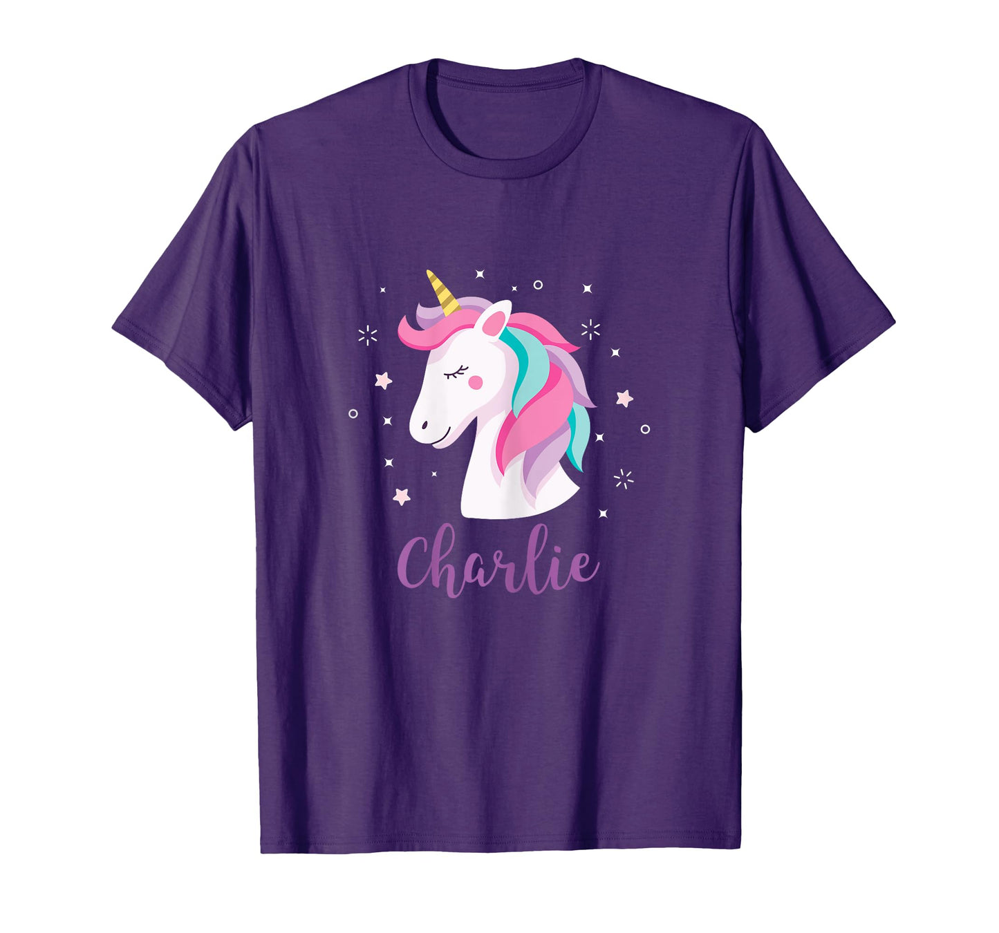 Cute Charlie Unicorn Personalized Name Girls Gifts T-Shirt
