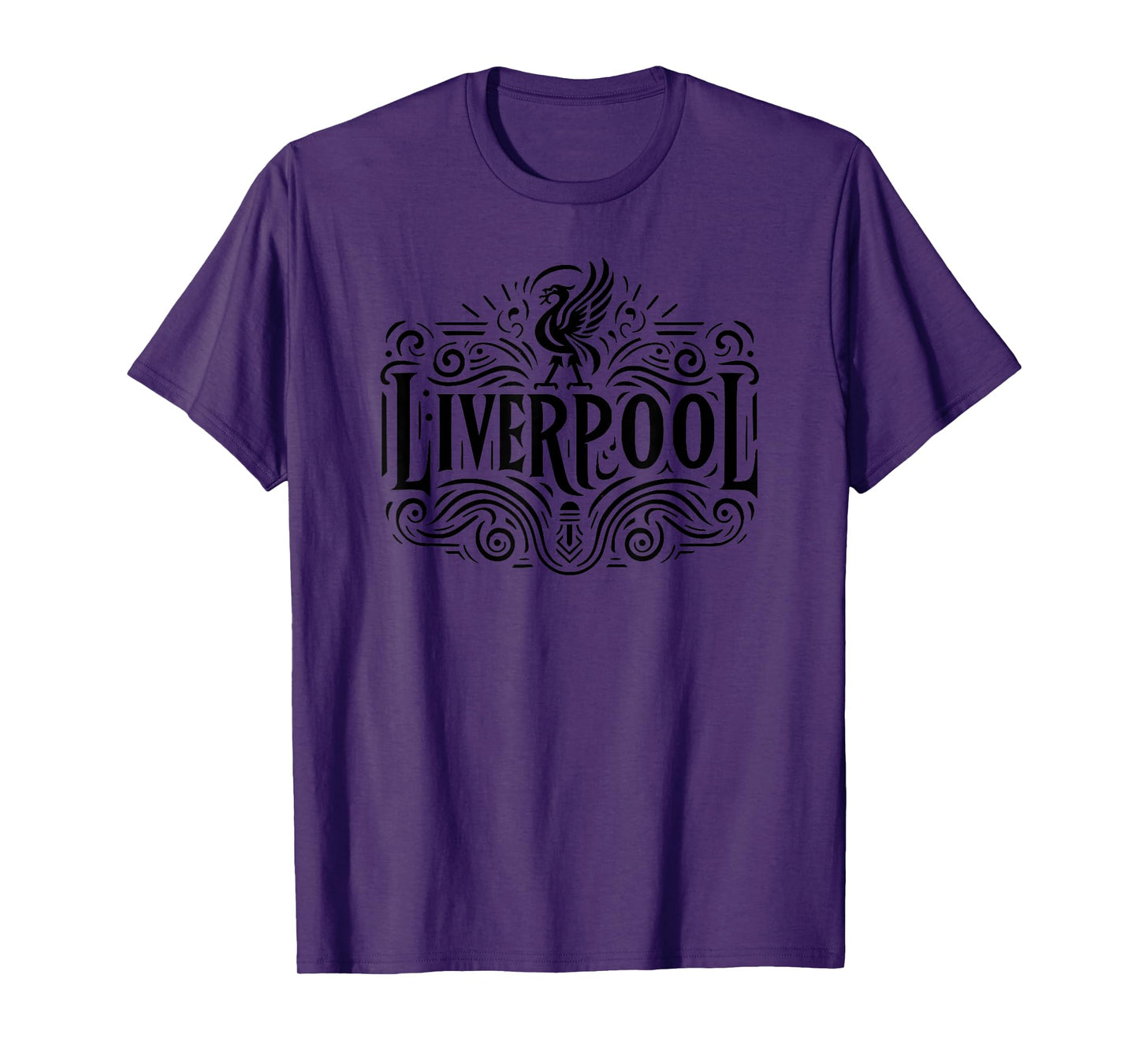 Liverpool England Ornate Black Print T-Shirt