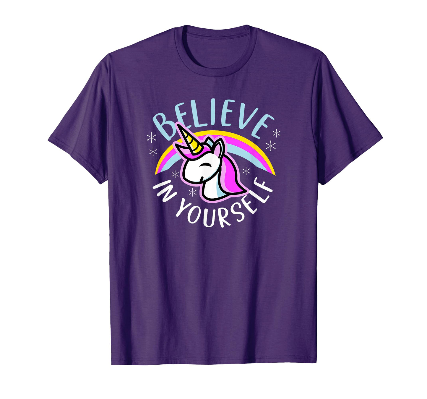 Believe In Yourself - Cute Kawaii Unicorn Rainbow T-Shirt