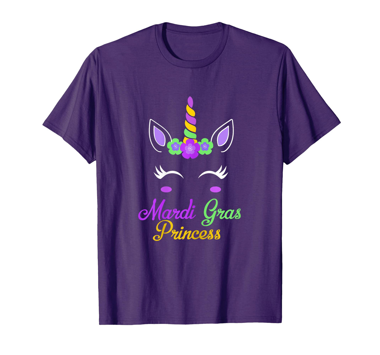 Little Miss Mardi Gras Princess Unicorn Girls Kids toddlers T-Shirt