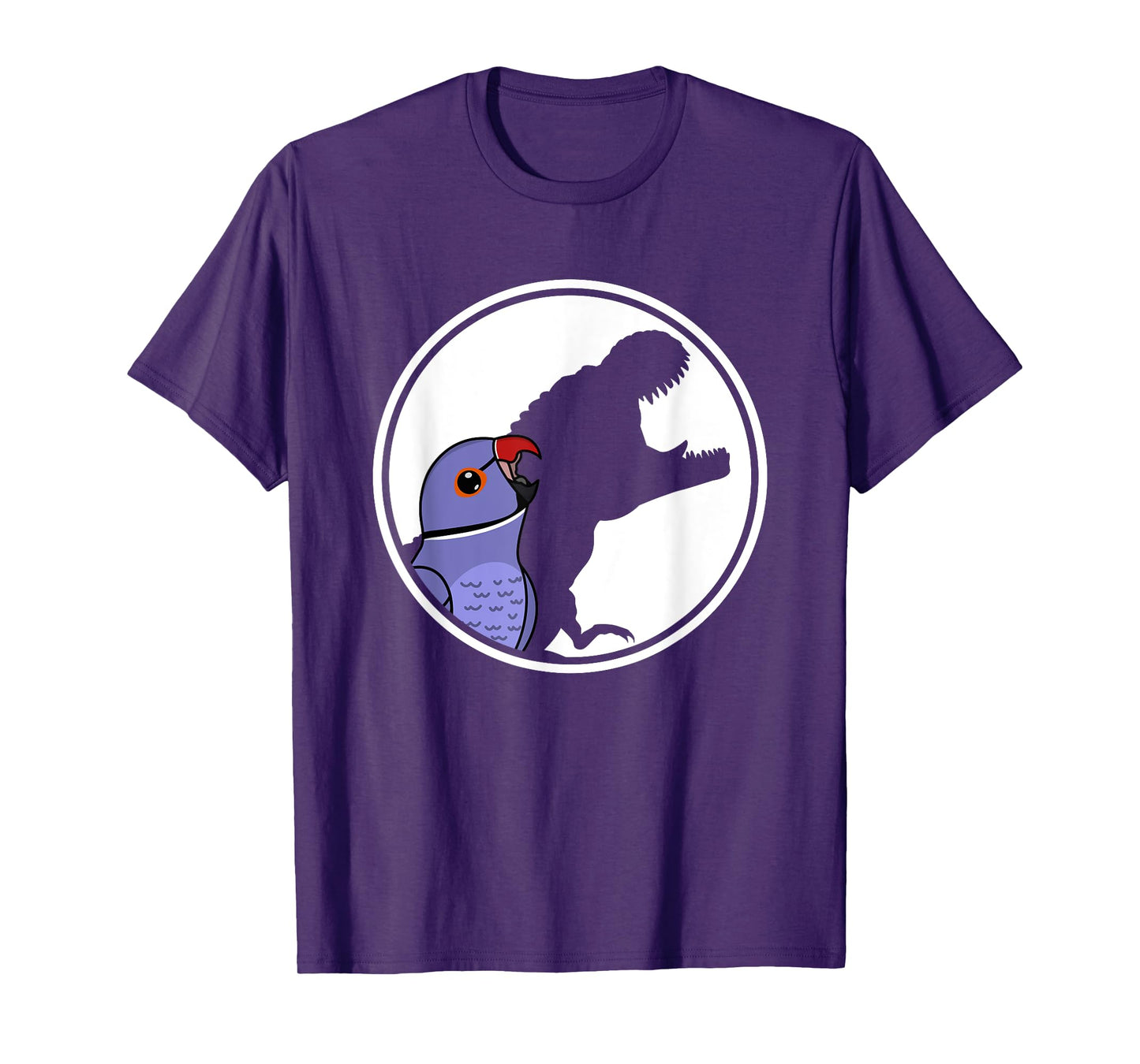 Parrot & T Rex Shadow I Violet Indian Ringneck T-Shirt