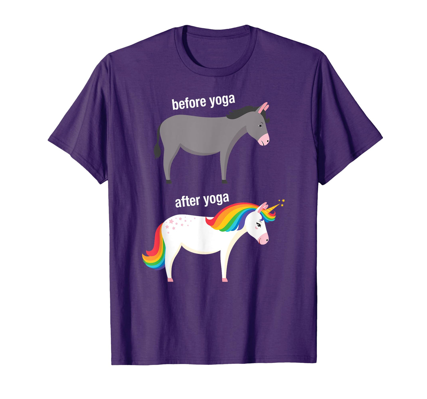 Before and After Yoga Funny Unicorn illustration Design T-Shirt