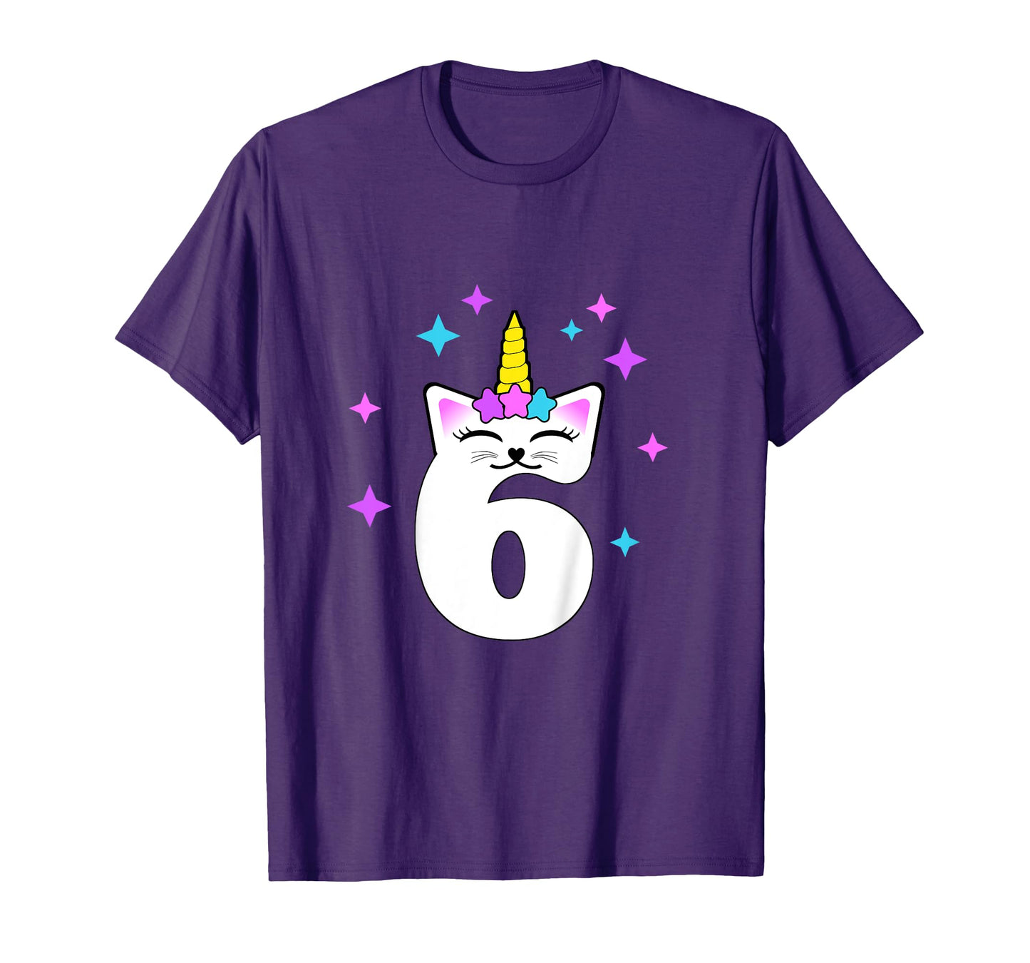 6 Year Old Cat Unicorn Caticorn 6th Birthday Party Girls T-Shirt