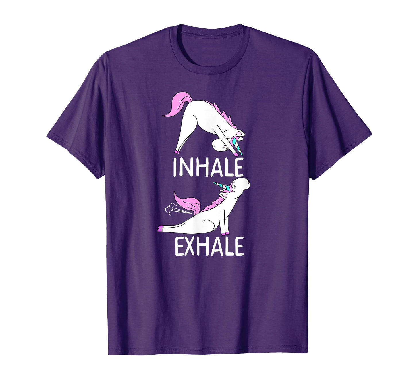 INHALE EXHALE Funny Farting Unicorn Yoga Meme T-Shirt