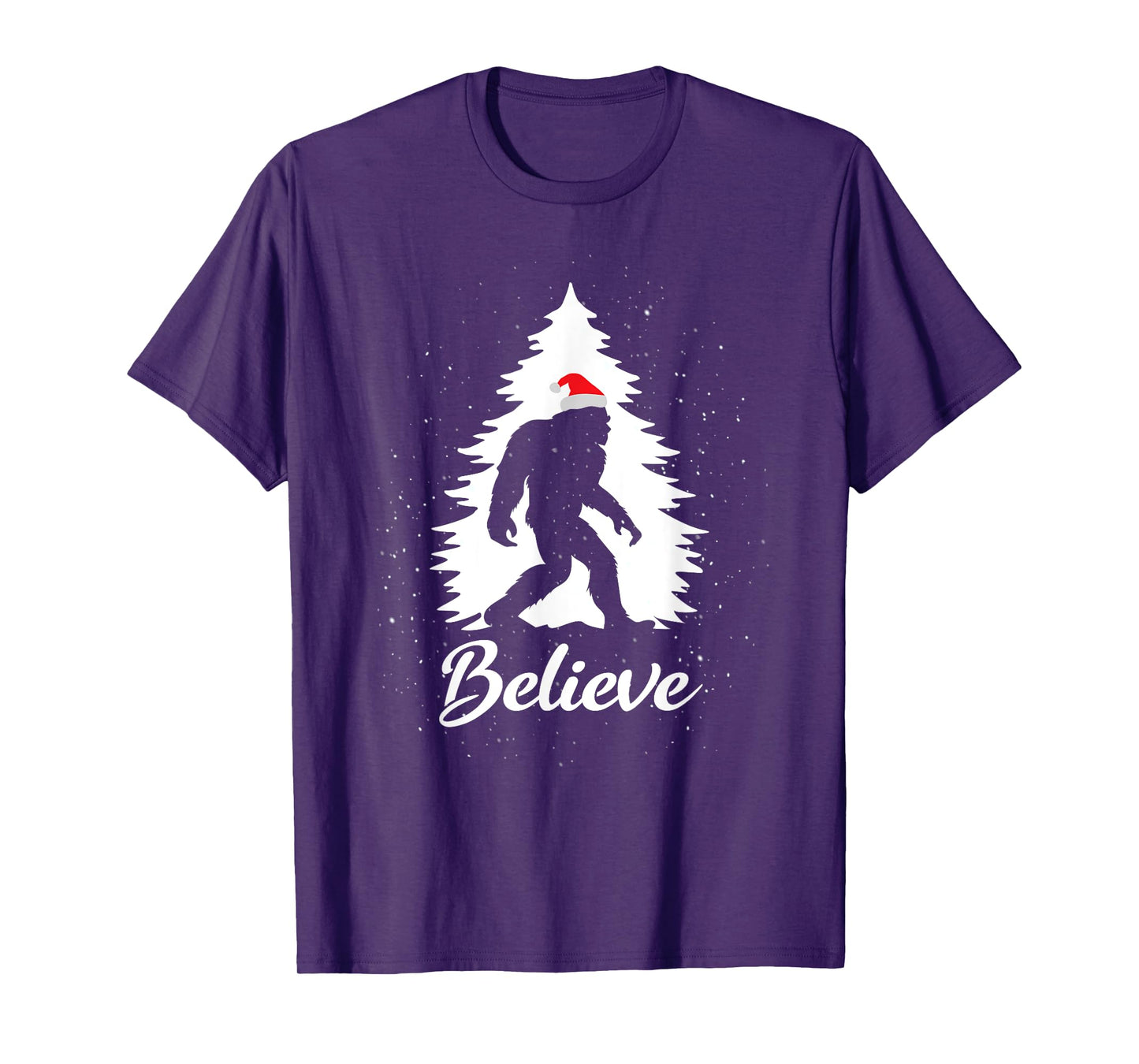 Bigfoot Sasquatch Santa Hat Believe Christmas Gift T-Shirt