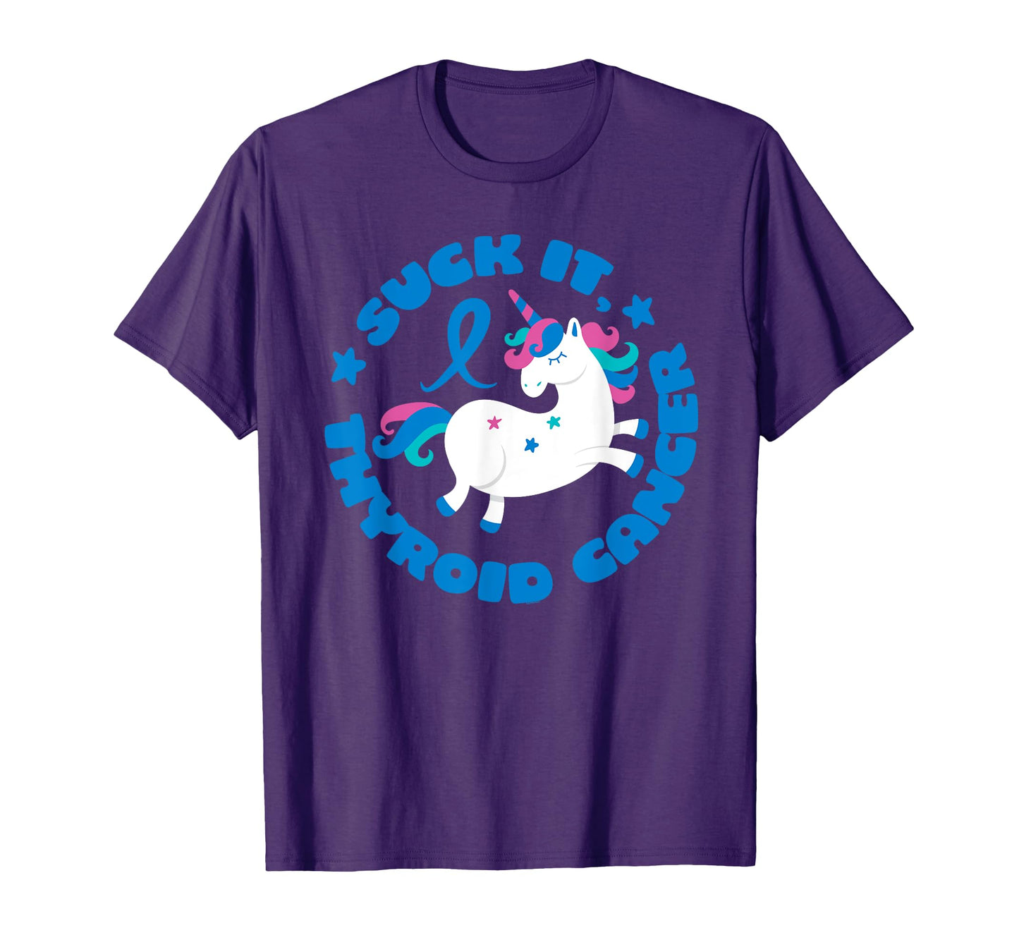 Unicorn Suck It Thyroid Cancer Fighter Survivor Awareness T-Shirt