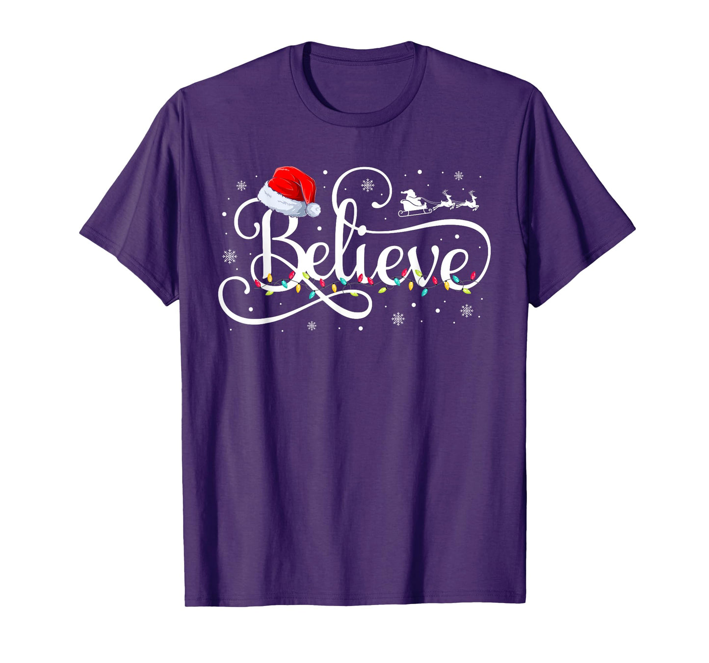 Christmas Believe Santa Claus Funny Family Matching Kids T-Shirt