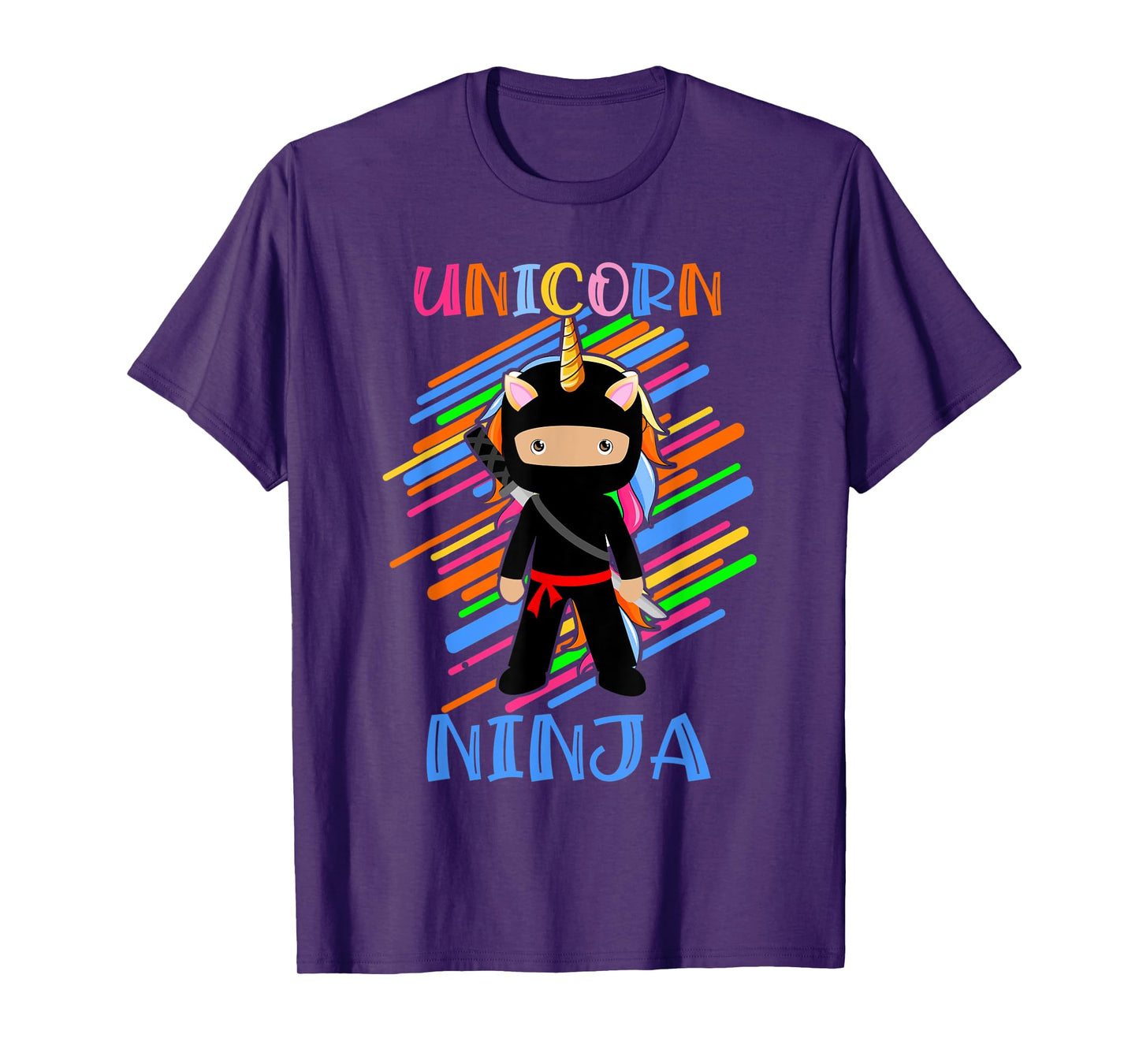 Cute Unicorn Ninja Rainbow Fighter Lover Boys Girls Kids T-Shirt