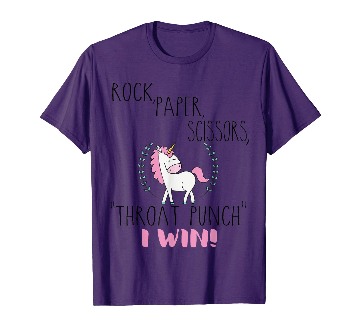 Funny Unicorn Rock Paper Scissors Throat Punch I Win T-Shirt
