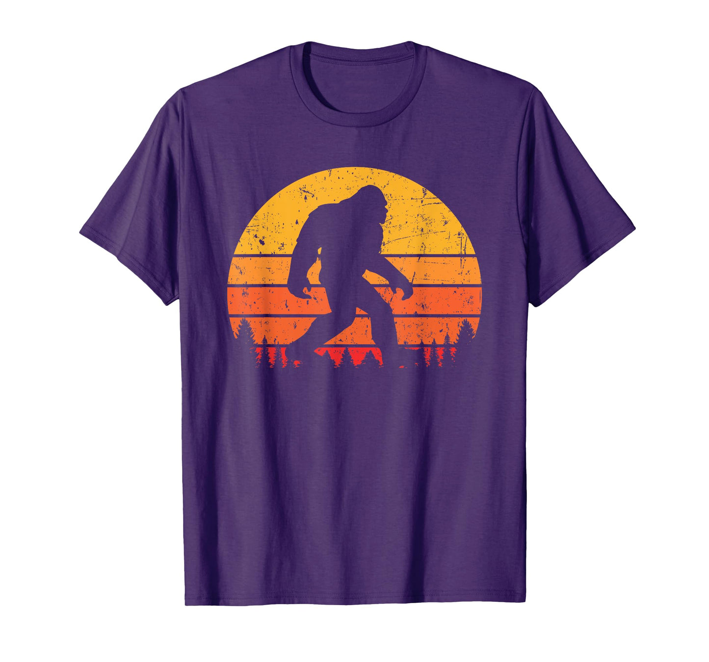 Bigfoot Sasquatch Yeti Retro Vintage Sunset Distressed T-Shirt