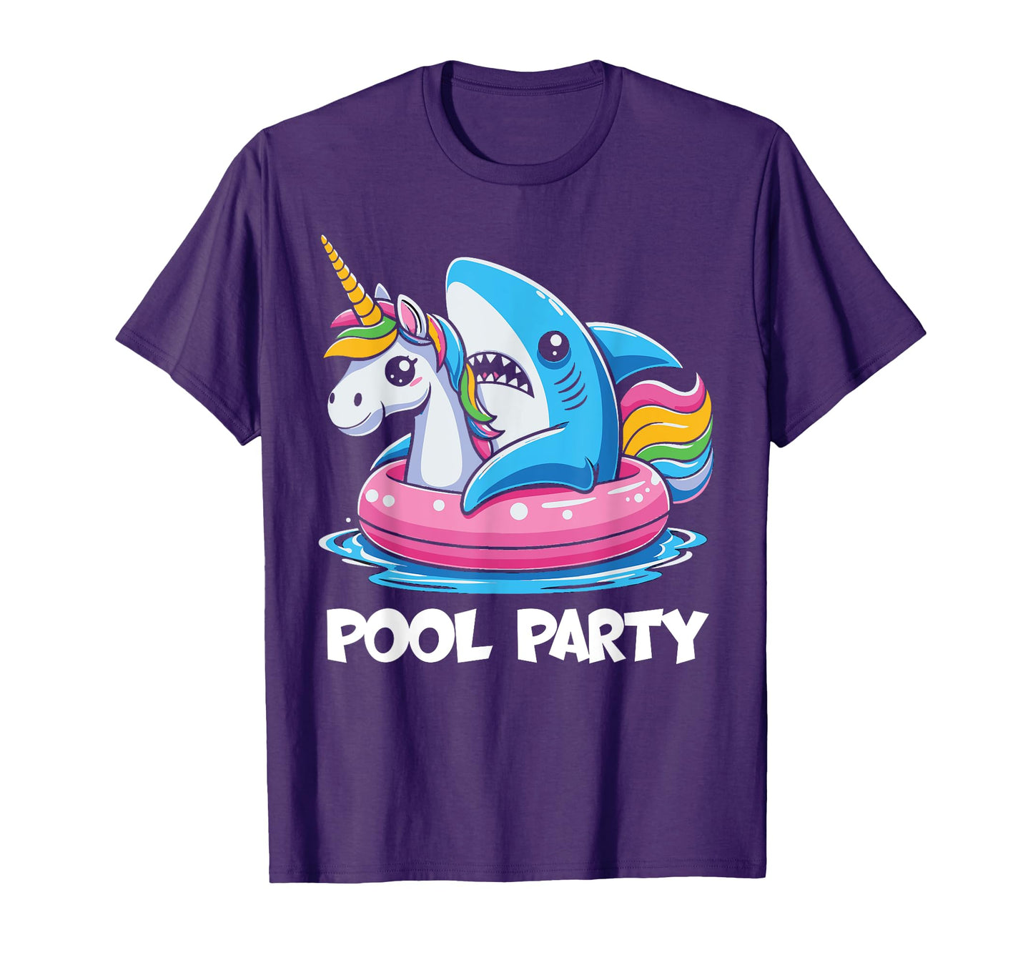Pool Party Funny Shark And Unicorn Swimming Summer T-Shirt for Men Women Kids