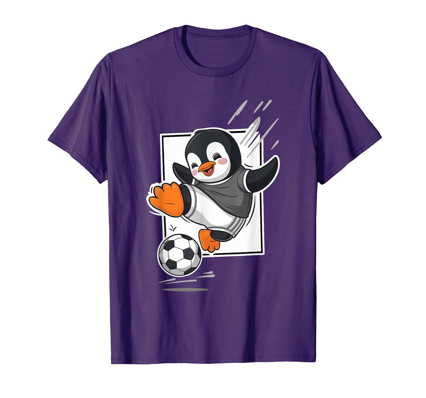 Penguin Playing Soccer Kicking Football Cute Cartoon Penguin T-Shirt