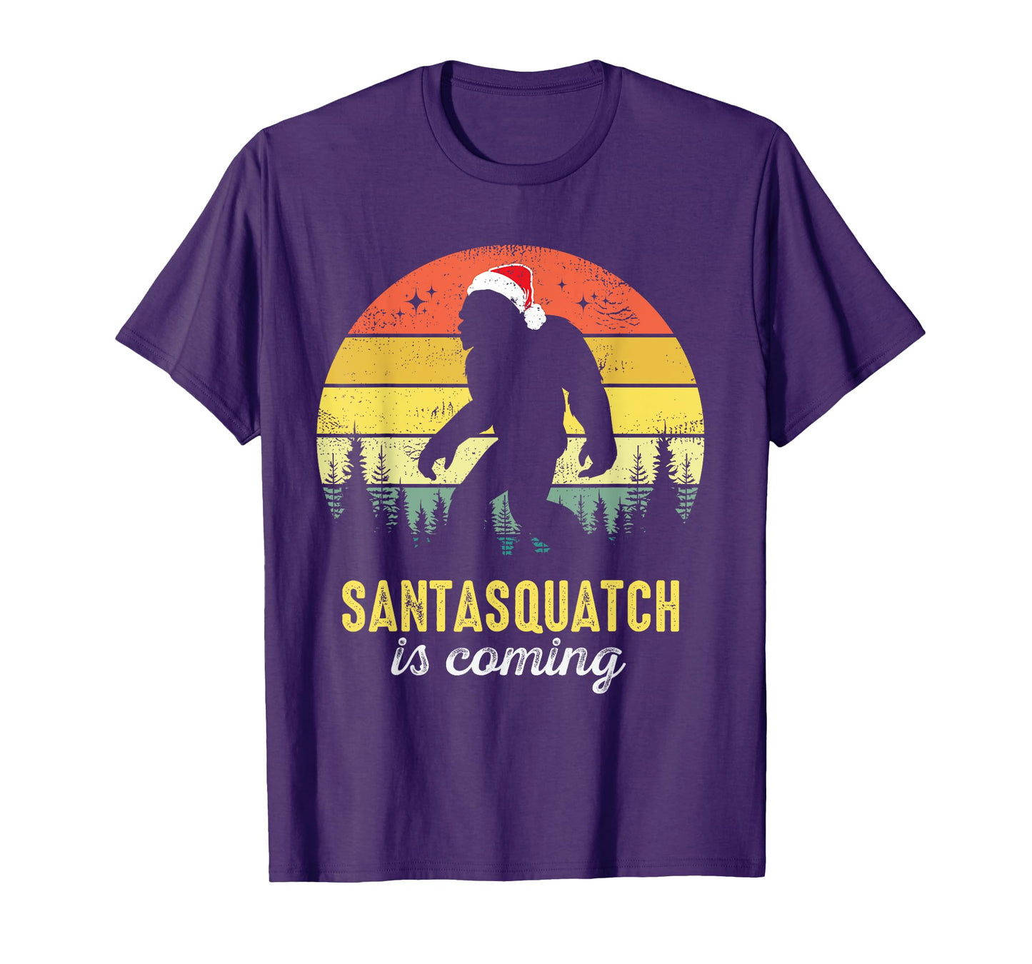 Santasquatch Is Coming Santa Bigfoot Christmas Funny Vintage T-Shirt