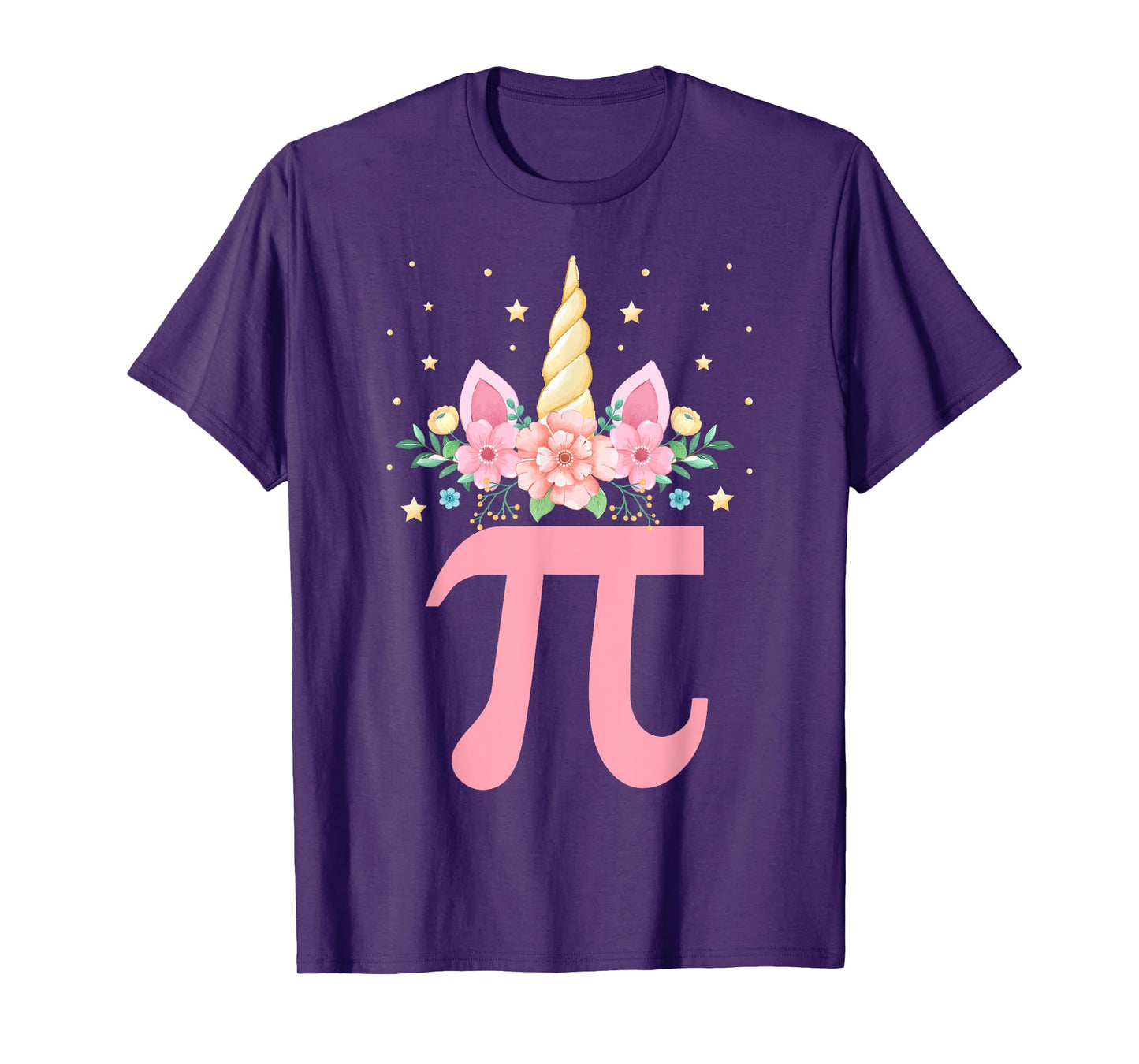 Cute Unicorn Pi day Floral Kids Boys Girls Math Teachers T-Shirt
