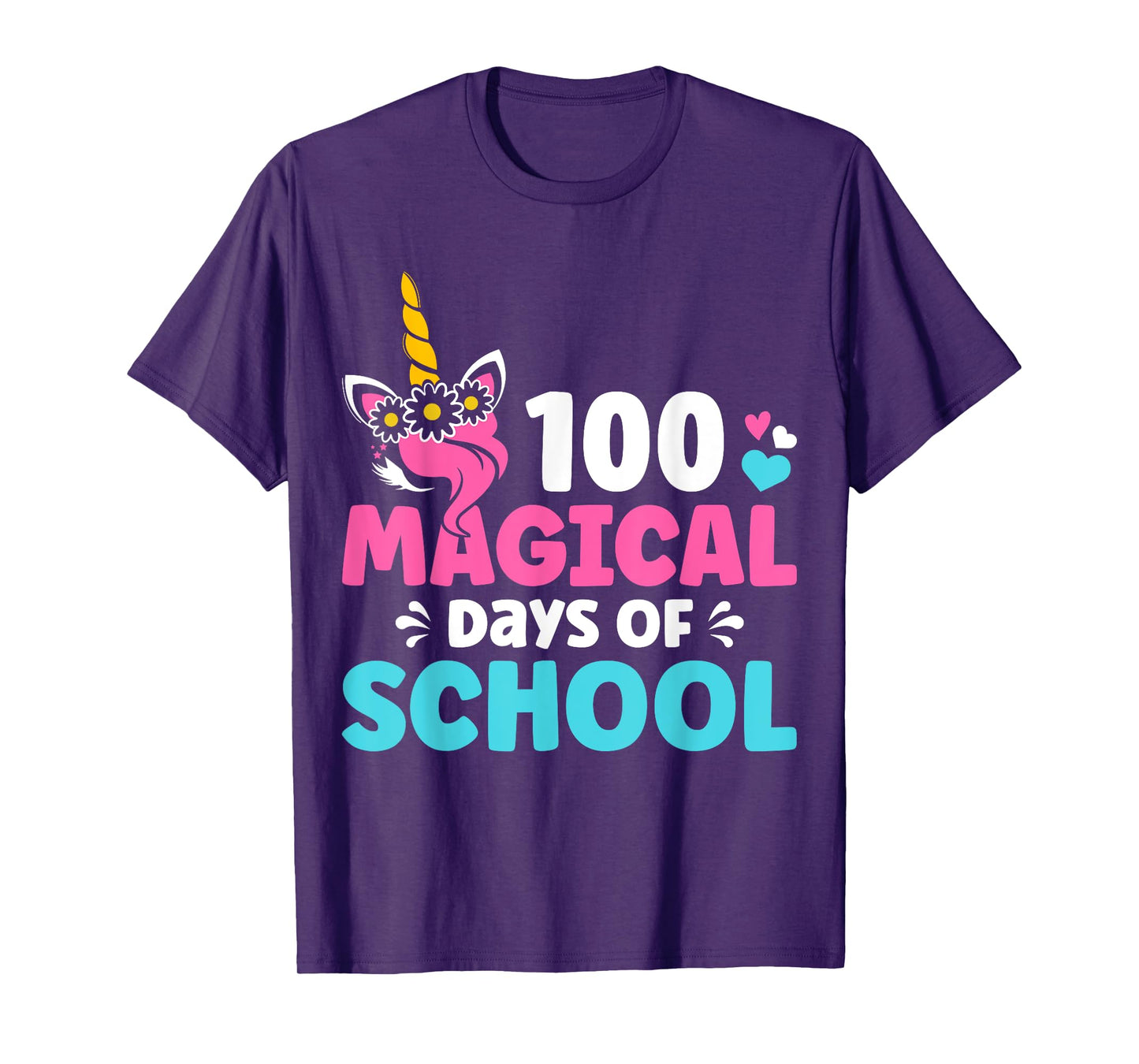 100th Day of Kindergarten For Girls 100 Magical Days Unicorn T-Shirt