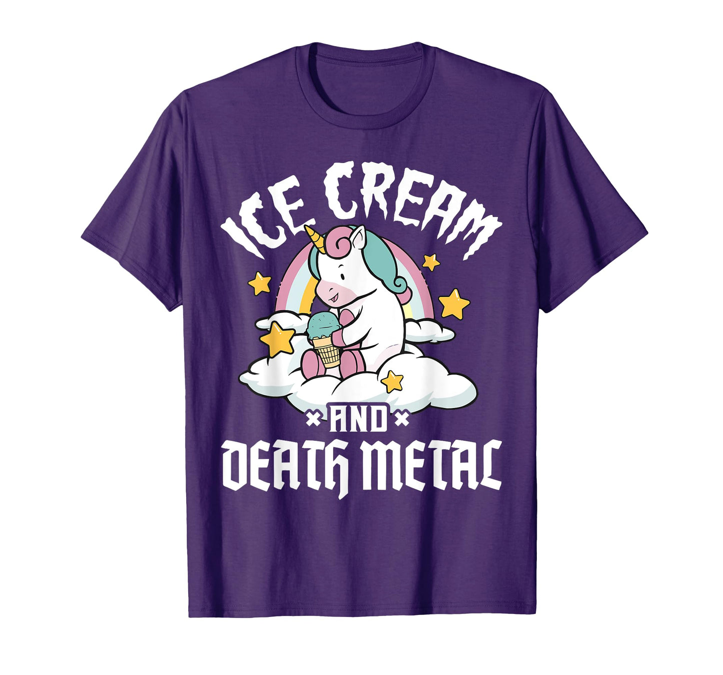 Unicorn Retro Rainbow Heavy Metal Ice Cream And Death Metal Men Women Girls Kids T-Shirt