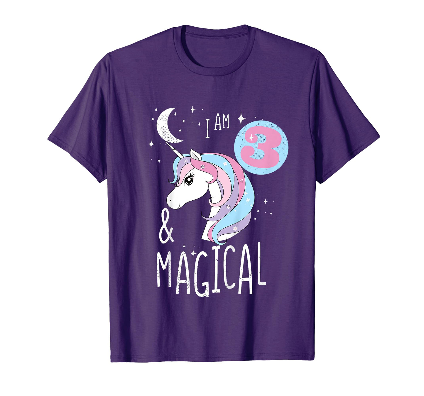 I AM 3 And Magical Unicorn 3rd Birthday 3 Years Girl T-Shirt