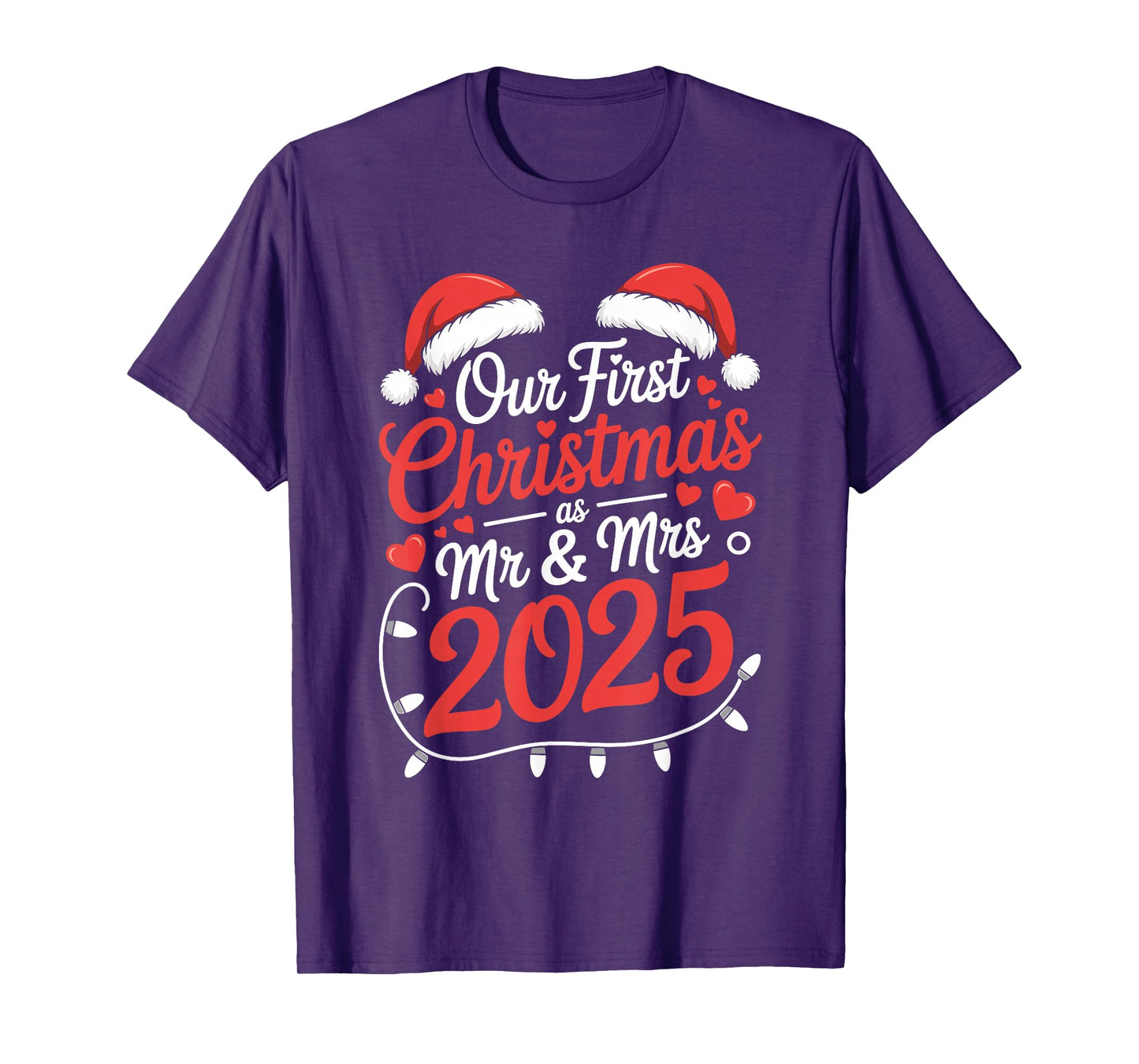 Our First Christmas As Mr Mrs 2025 Married Couples Matching T-Shirt