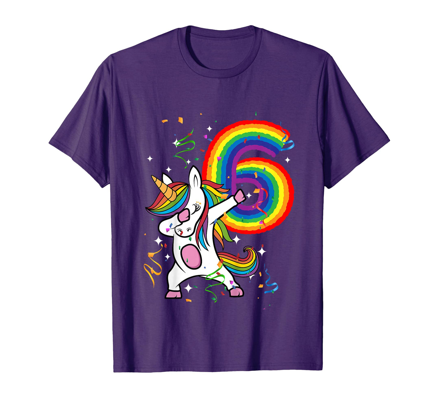 Birthday Rainbow Dabbing Unicorn 6 Years Old Girls Shirt T-Shirt
