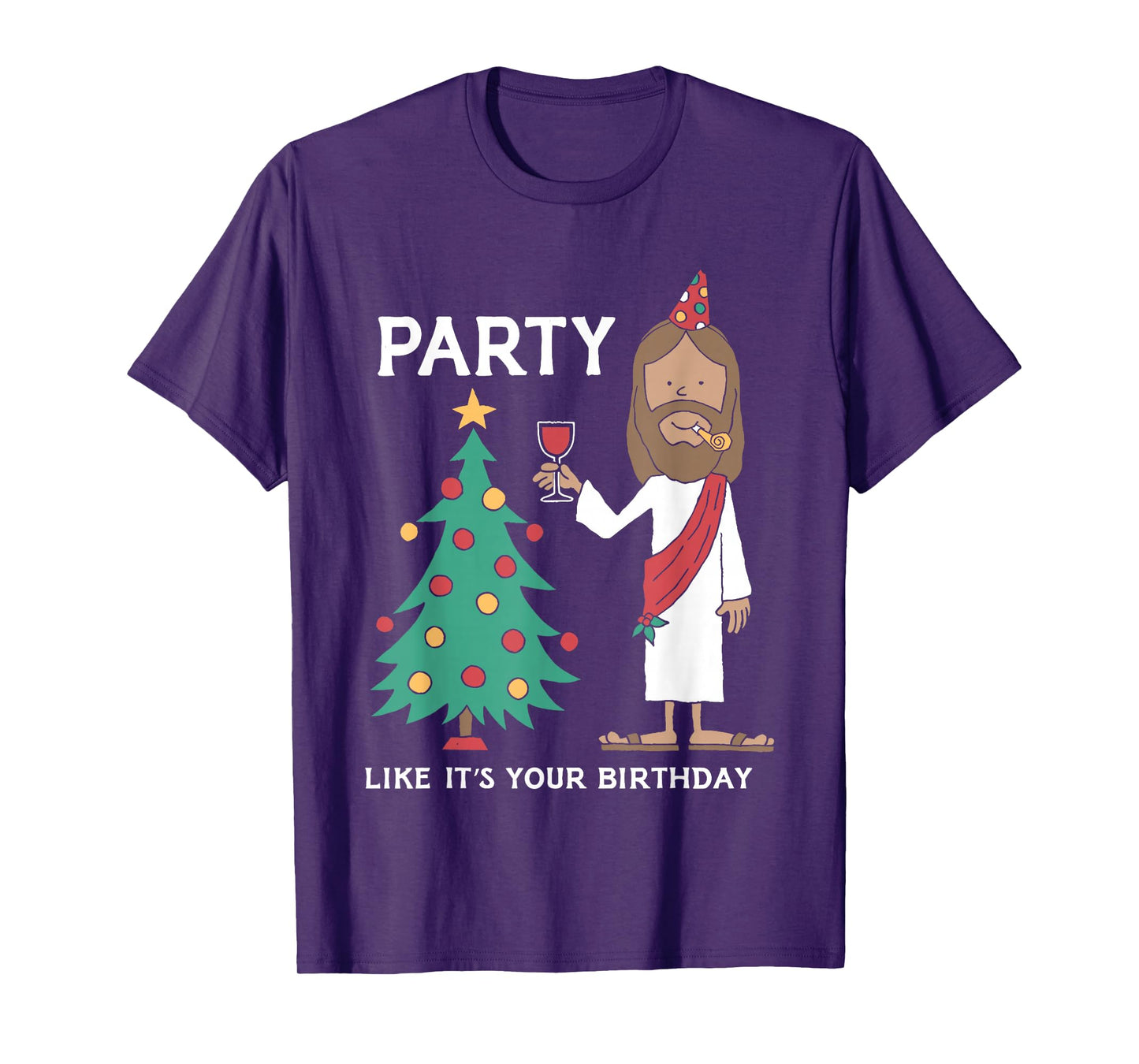 Party Like It's Your Birthday Funny Christmas Tree Jesus T-Shirt