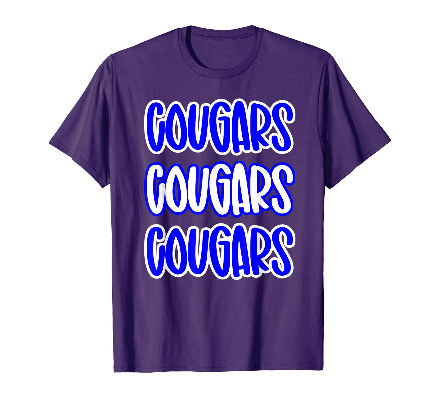 Cougars Repeating School Spirit Blue White T-Shirt