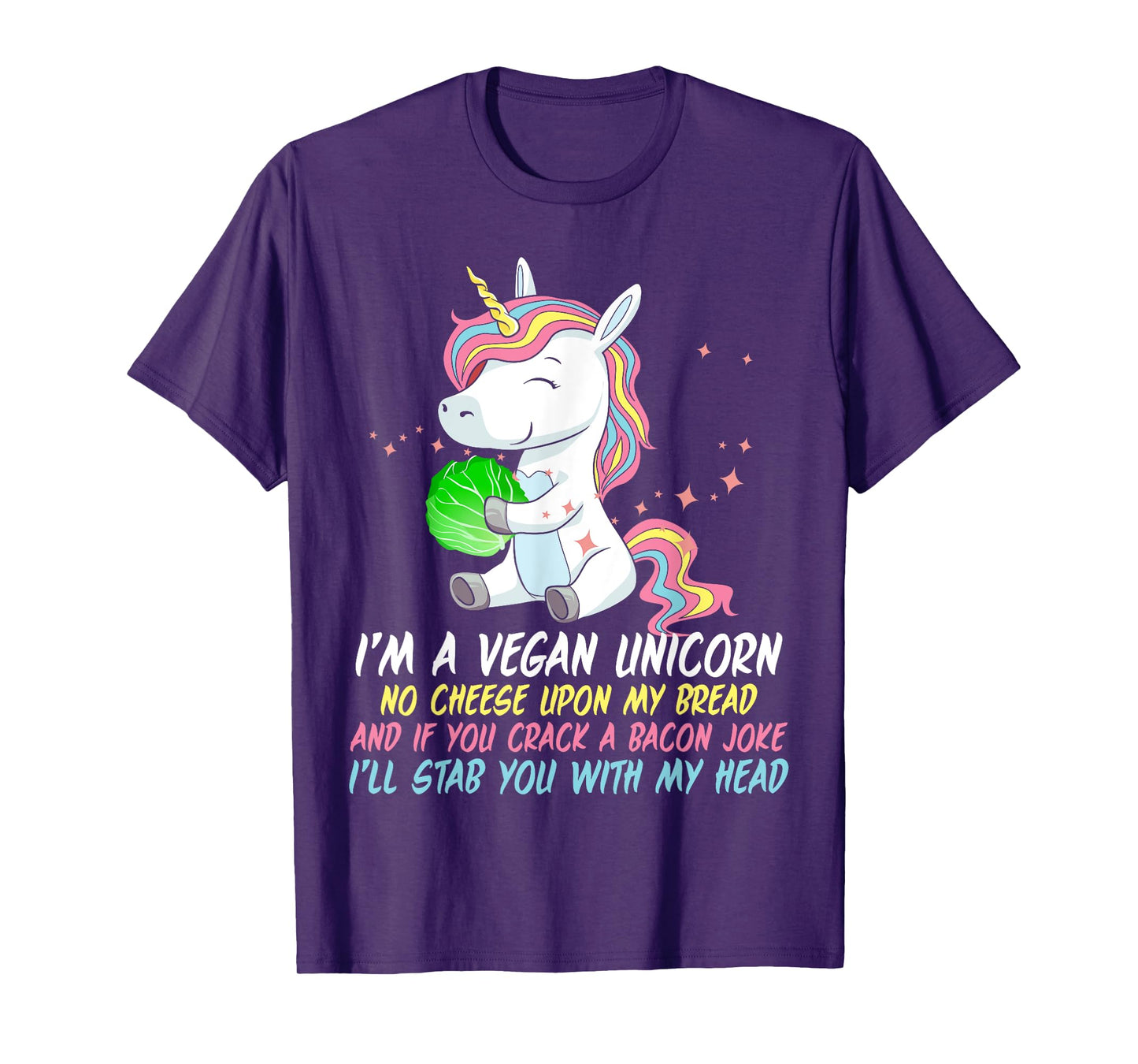 Vegan Unicorn Funny Saying Badass Men Women Herbivore T-Shirt