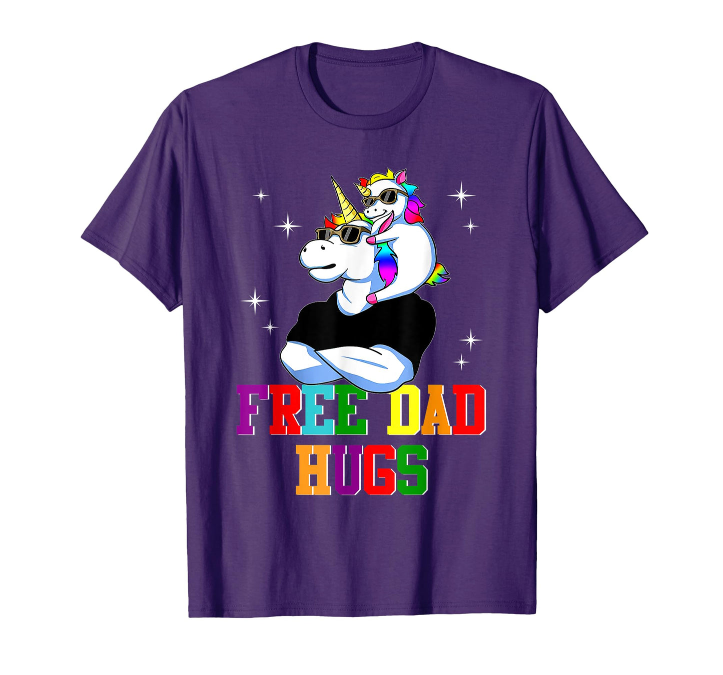 Free Dad Hugs Unicorn LGBT Rainbow Family Gay Pride Month T-Shirt