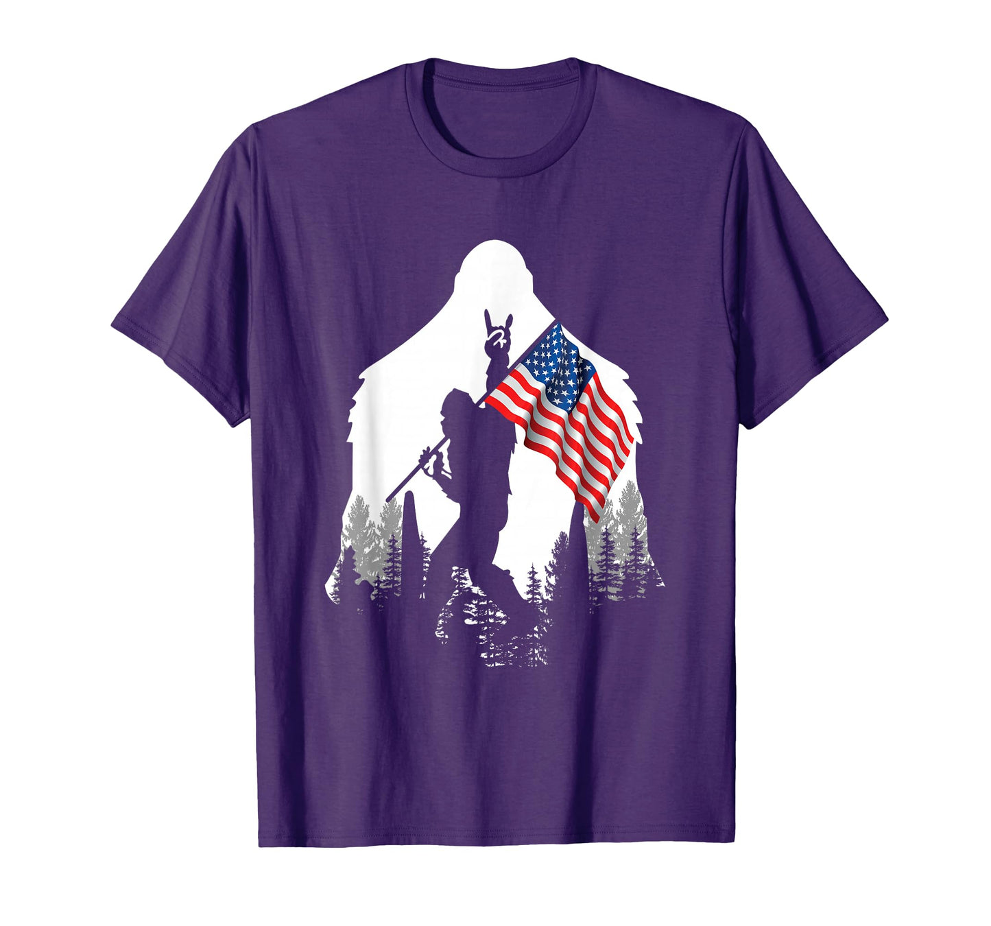 Big Foot Shirt - Bigfoot Sasquatch American Flag Patriotic T-Shirt