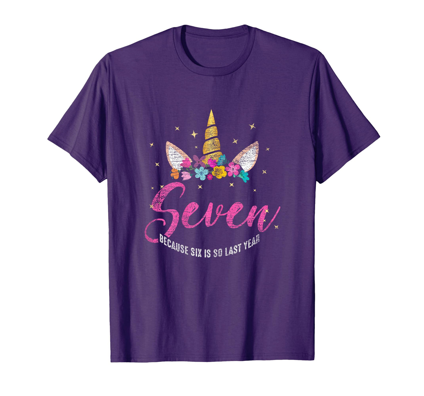 7 Years Old Birthday Girl Gifts Unicorn 7th Birthday T-Shirt
