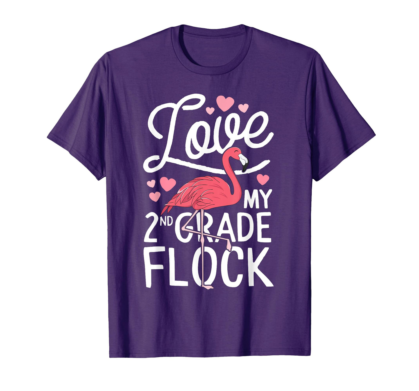 Love My 2nd Grade Flock Flamingo Teacher Elementary Gift T-Shirt