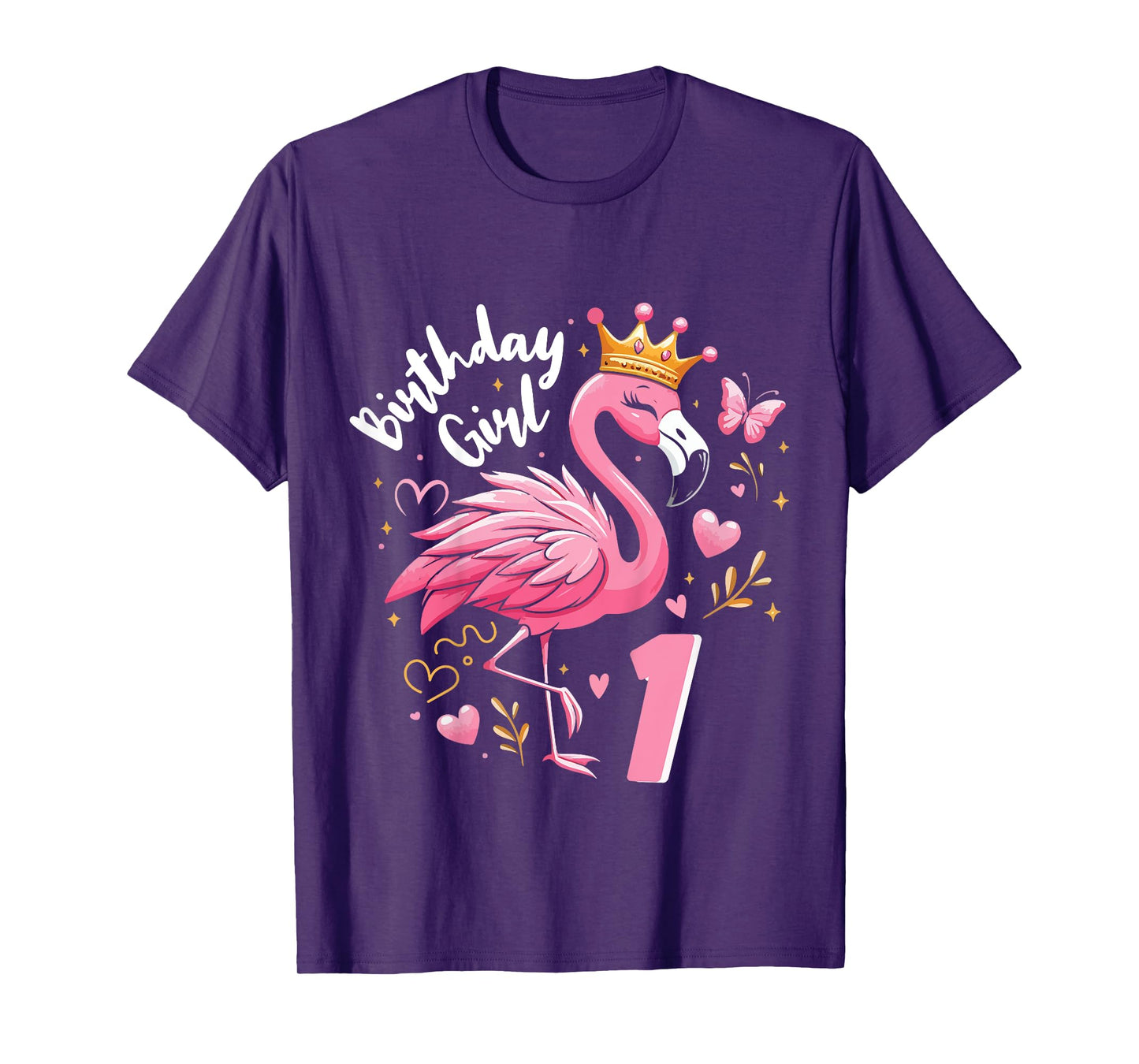 Kids 1st Birthday Gift Flamingo Fan 1 Year Old Girls 1st Bday T-Shirt