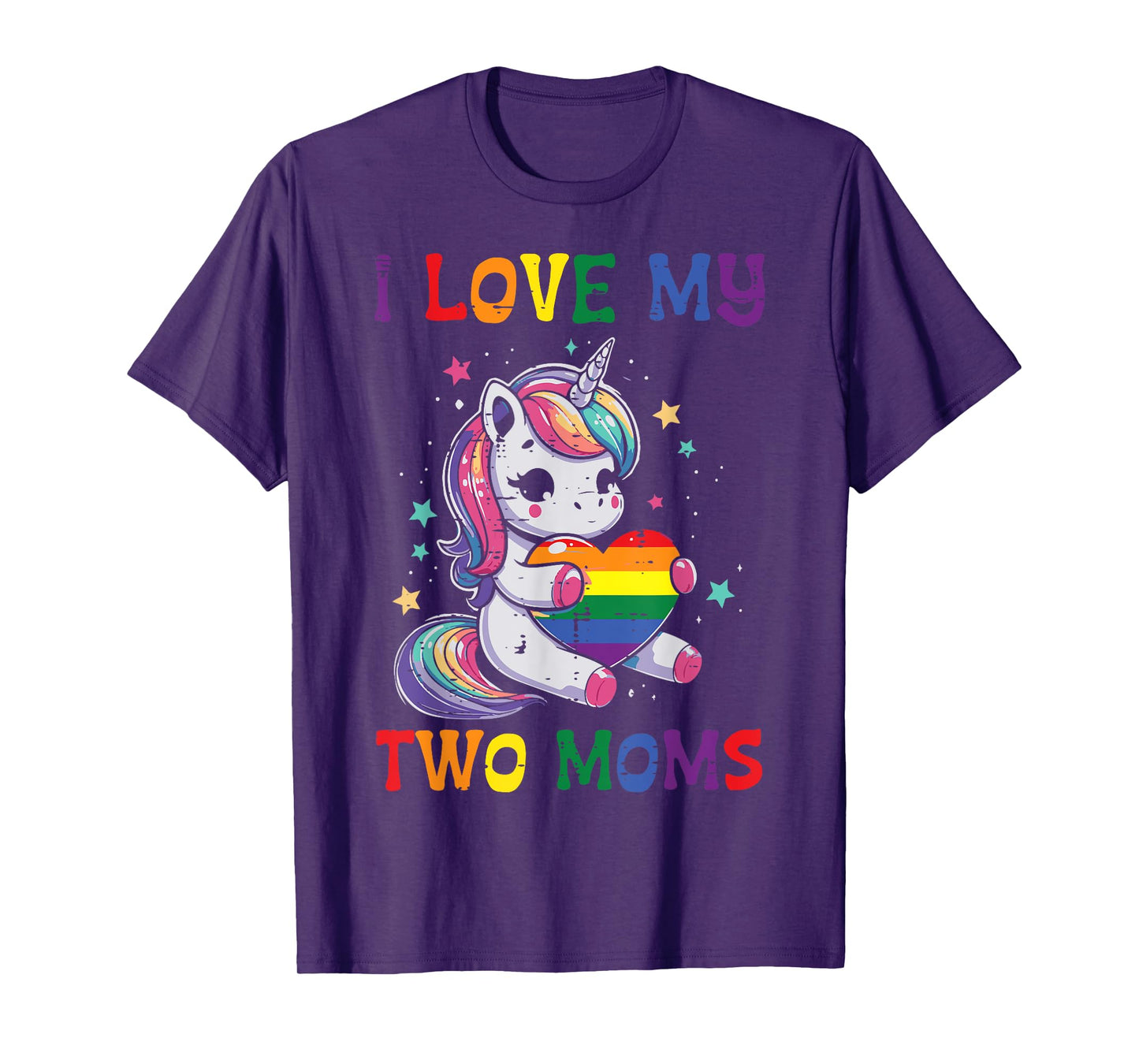 Gay Pride Month I Love My Two Moms Unicorn LGBTQ Ally Kids T-Shirt
