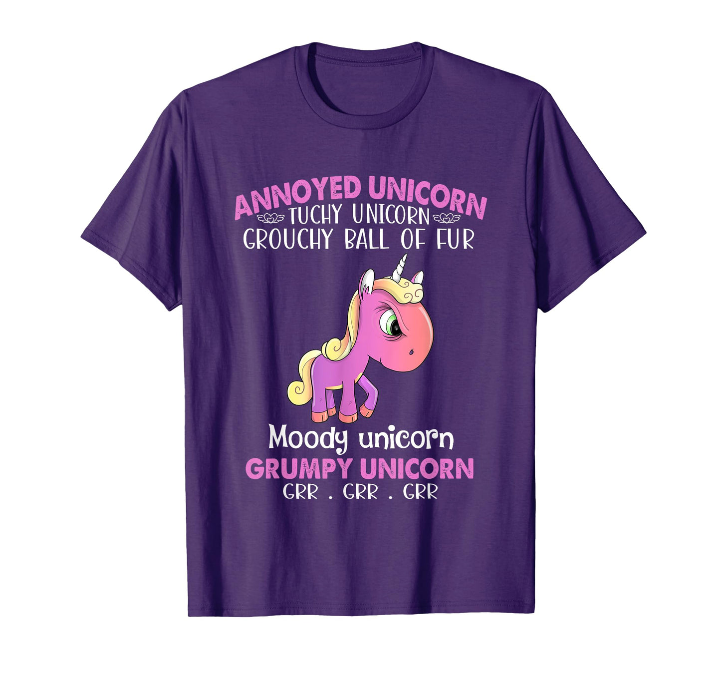 Annoyed Unicorn Touchy Unicorn Grouchy Ball Of Fur Moody Tee T-Shirt