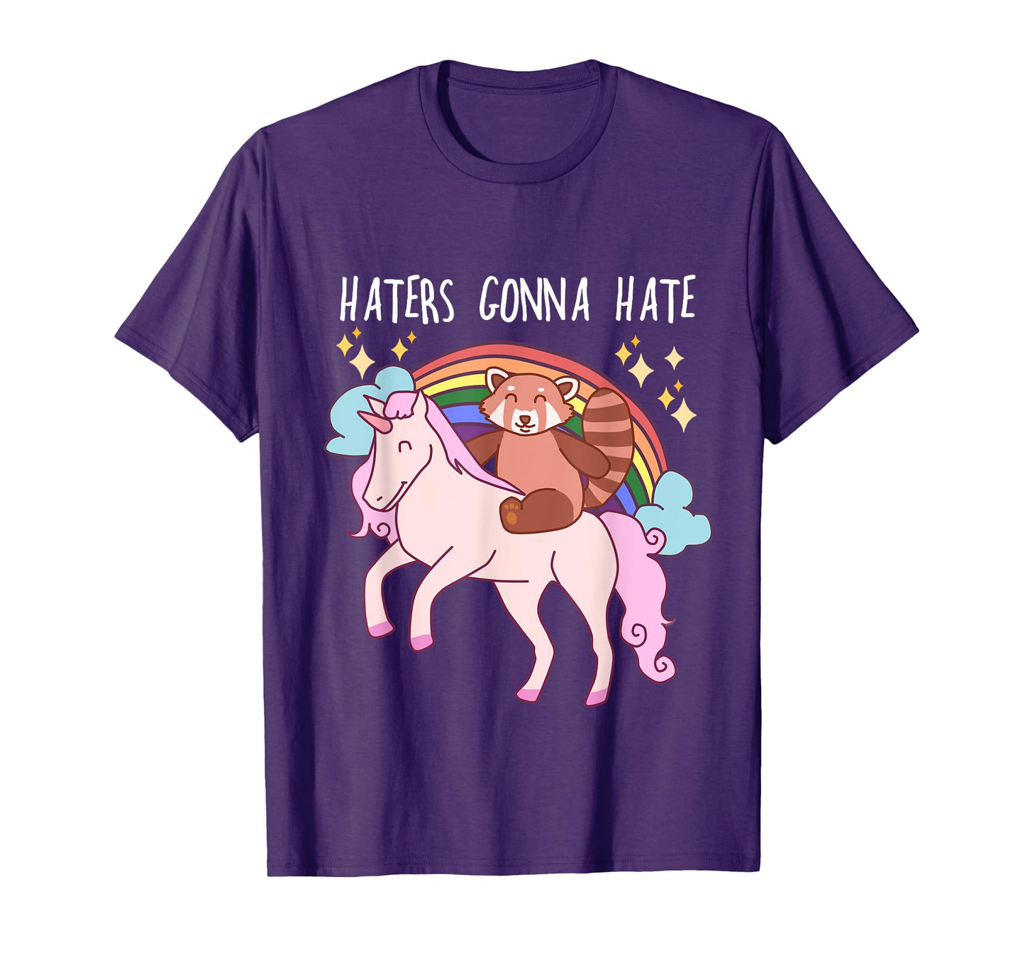 Haters Gonna Hate Funny Red Panda Riding Unicorn T-Shirt T-Shirt