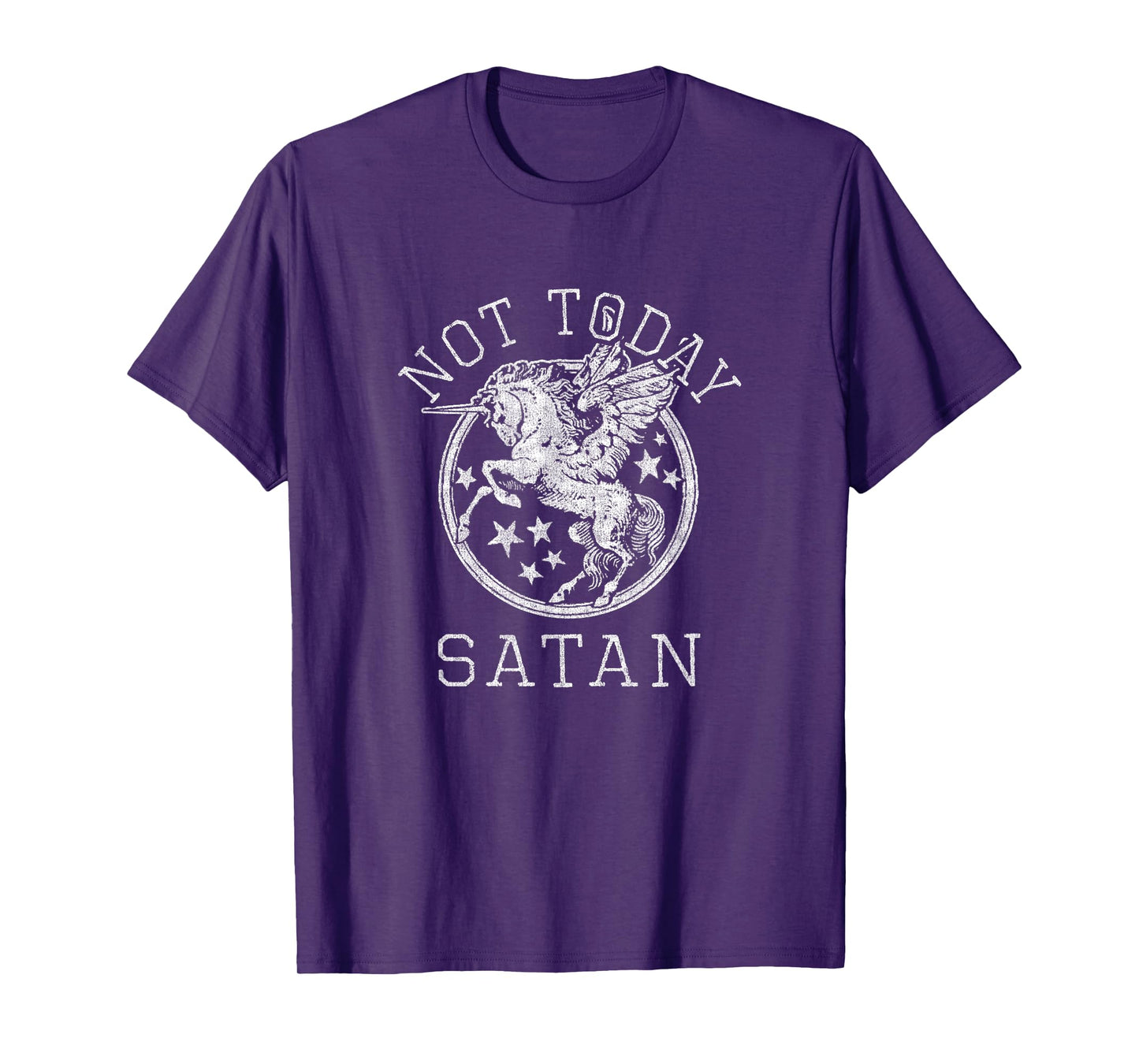 Retro Style 80s 1980s Unicorn Pegasus Not Today Satan T-Shirt