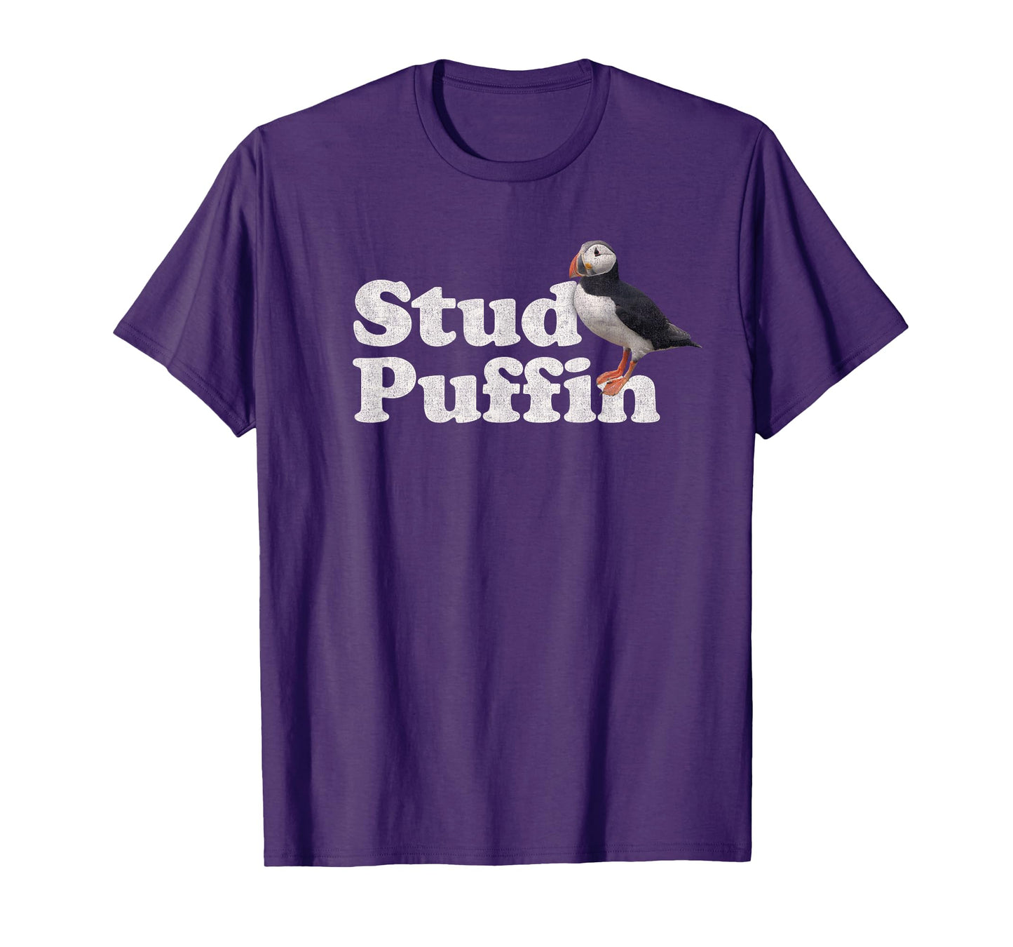 Stud Puffin T-Shirt - Retro Vintage Style - Black - Unisex-Adults - Short Sleeve - Classic Fit - Cotton Blend - Small